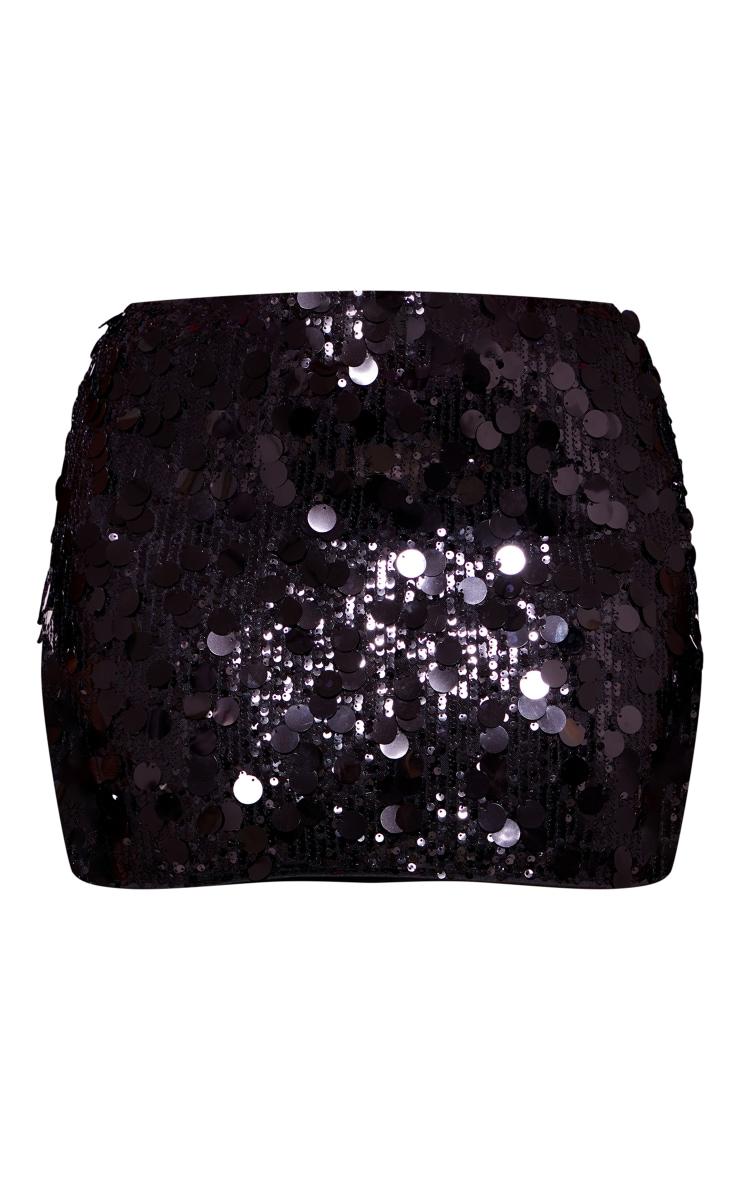 Plus Black Coin Sequin Mini Skirt Product Image