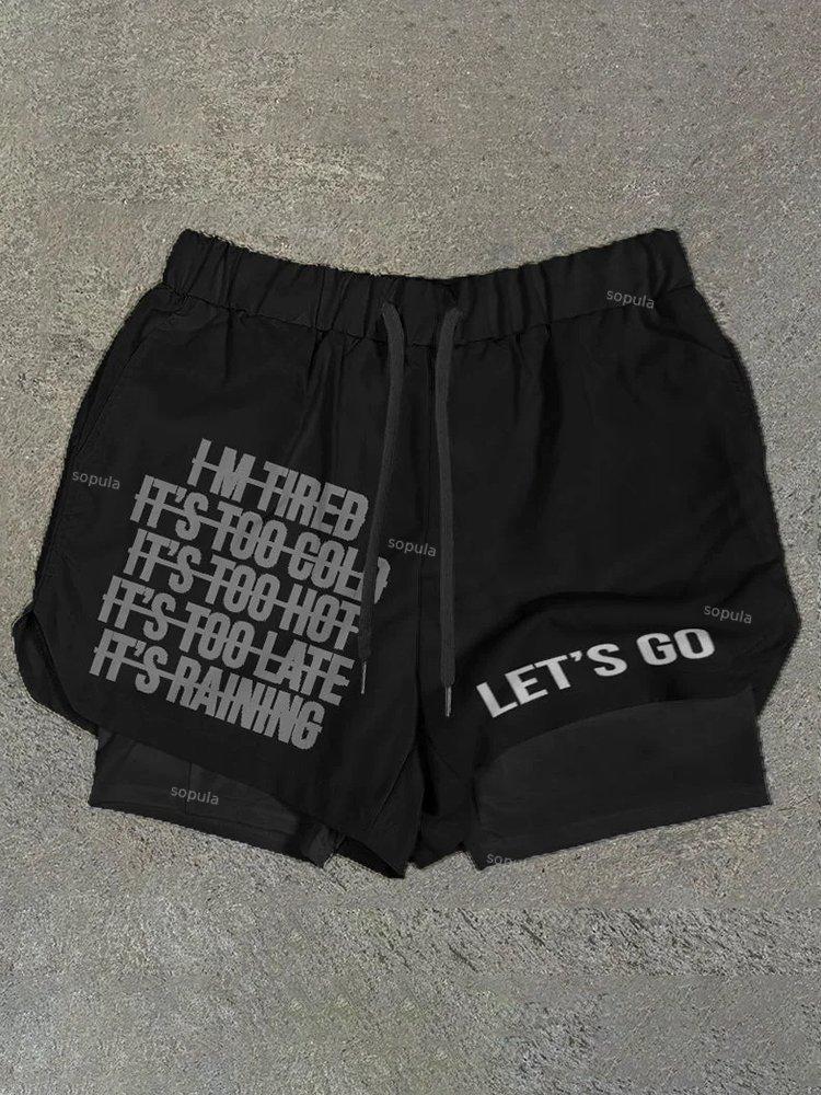 Sopula Let's Go Print Graphic Double Layer Men's Gym Shorts Product Image