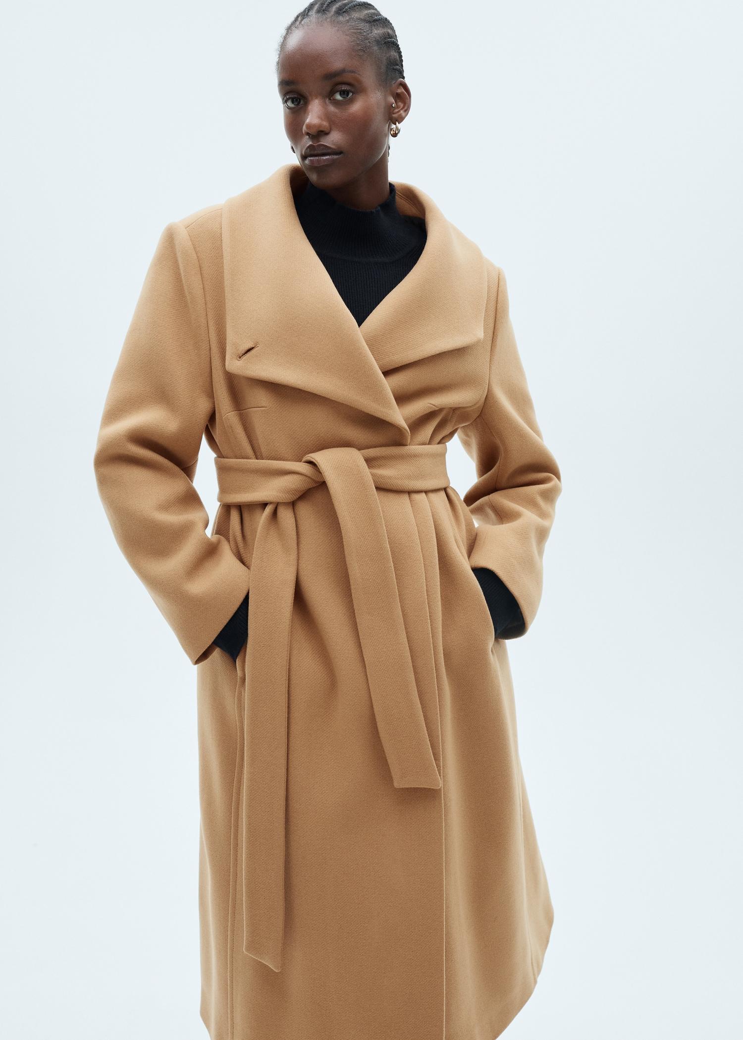 Manteco wool coat with belt - Women | MANGO USA Product Image