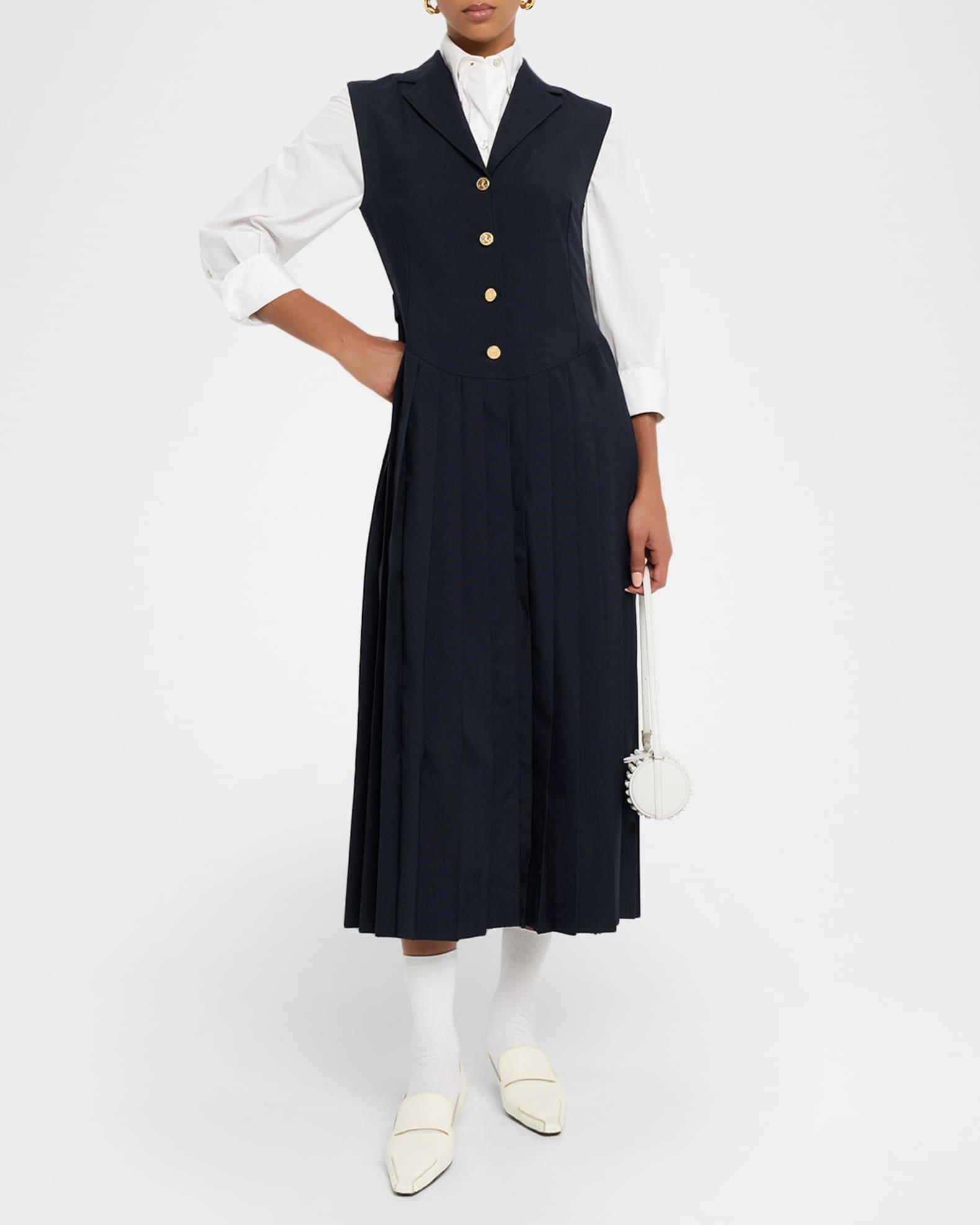 Pleated Button-Front Midi Dress Product Image
