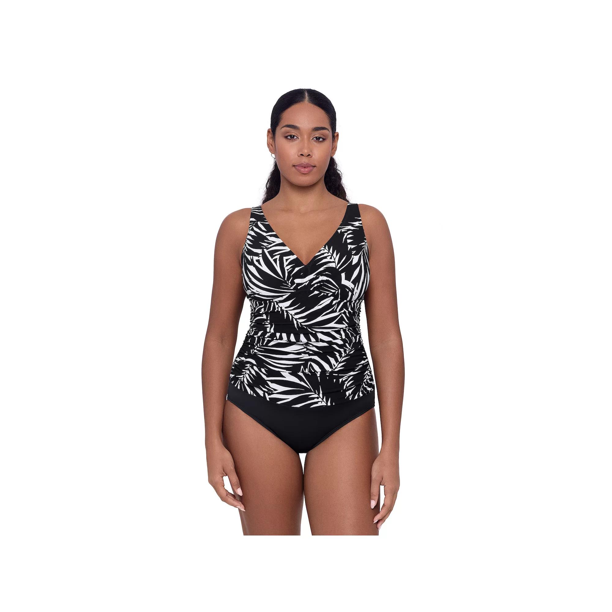 Womens Bal Harbour Tattle Tile V-Neck Shirred Side Mio One-Piece Swimsuit Product Image