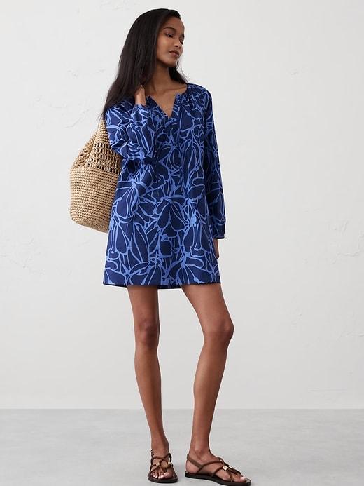 Tie-Neck Poplin Mini Dress Product Image