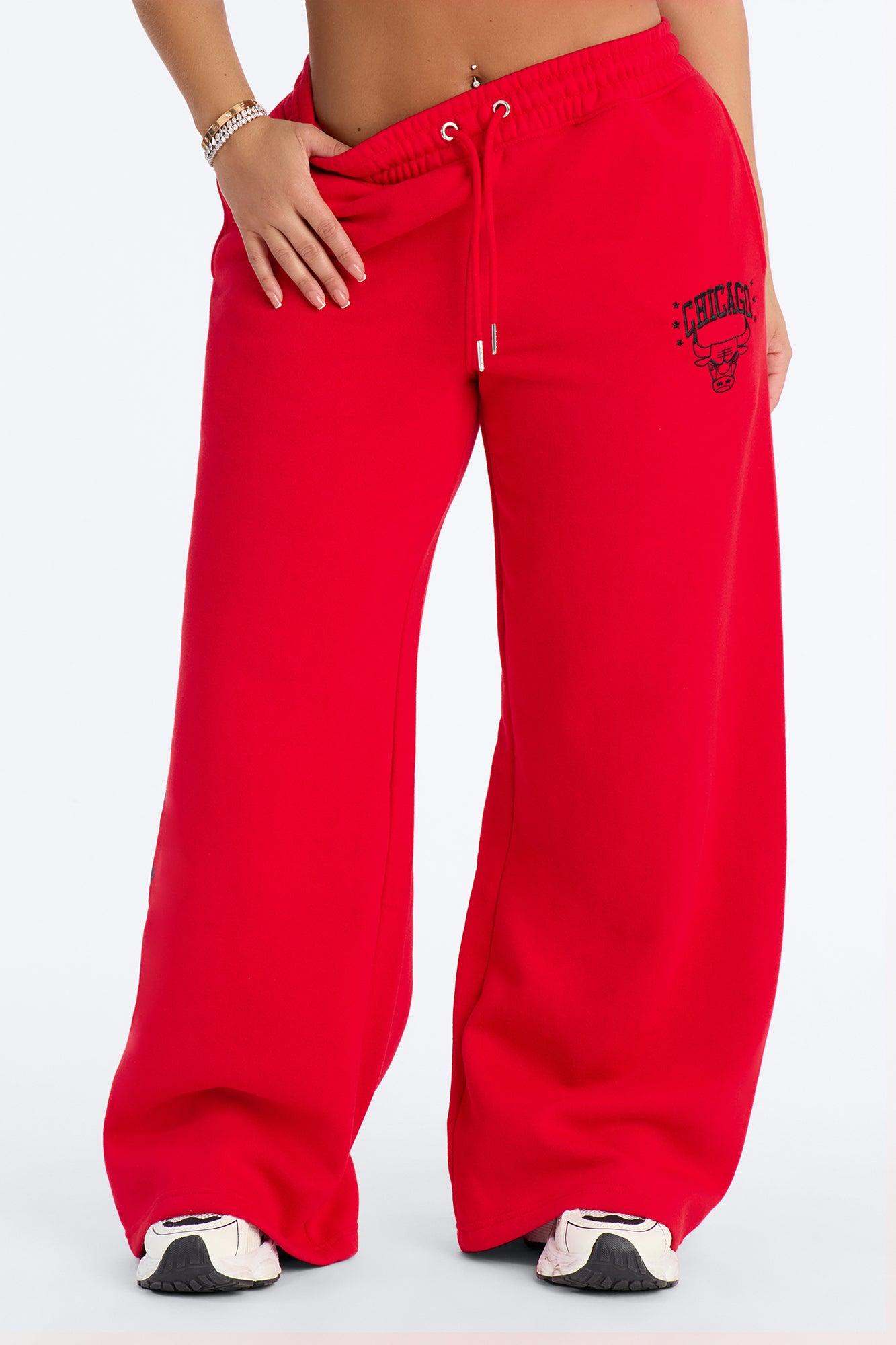 NBA Chicago Bulls Fleece Wide Leg Pants - Red Female Product Image