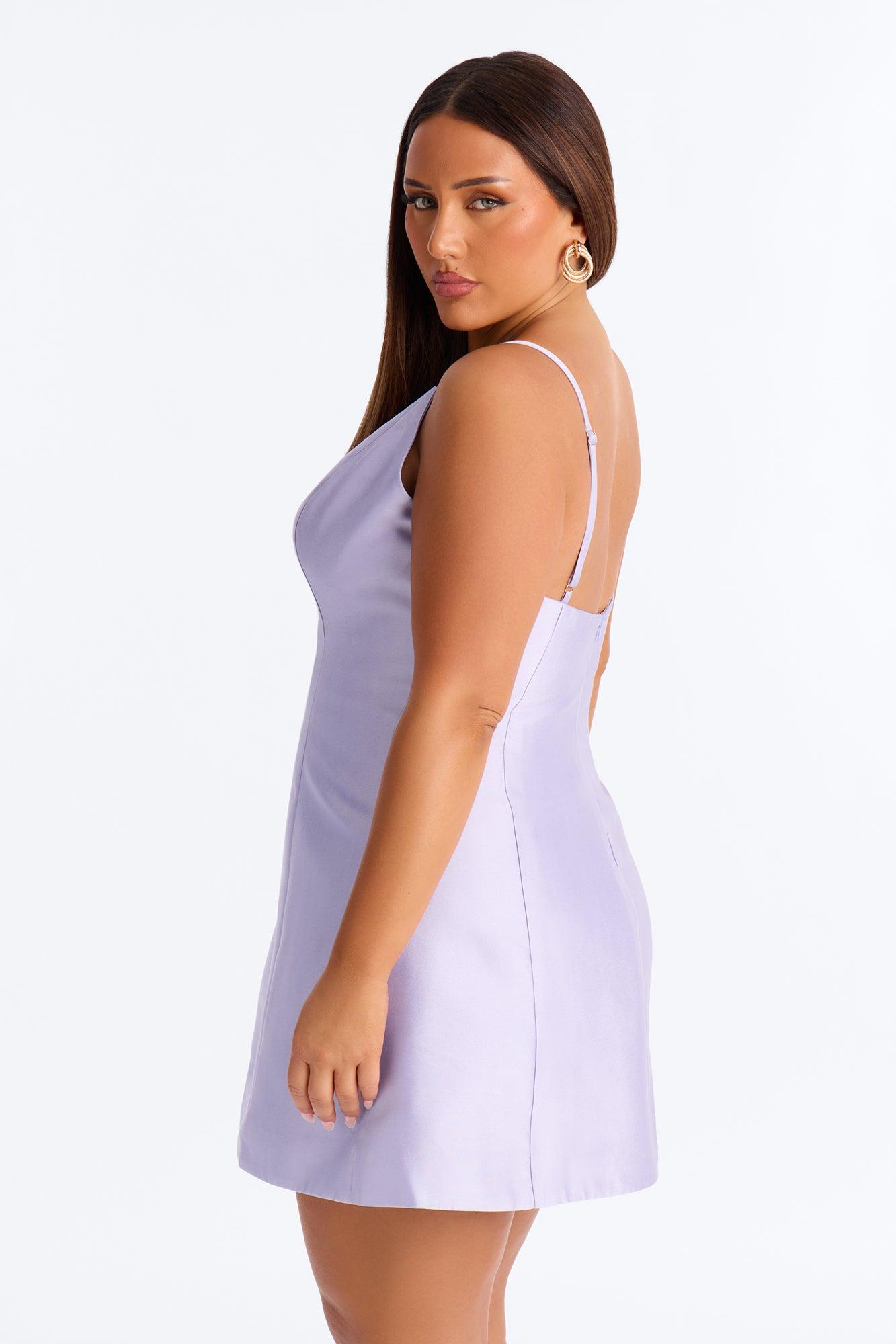 Eden A Line Taffeta Mini Dress - Lavender Female Product Image