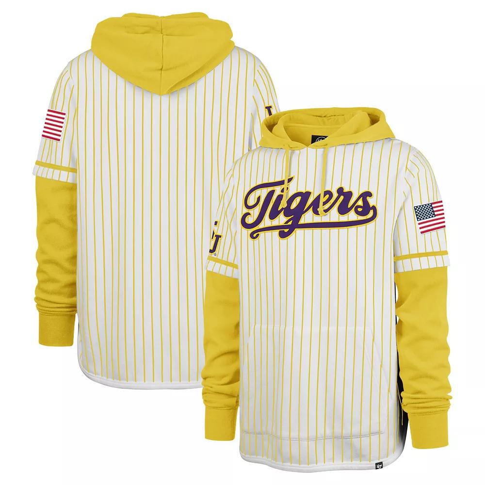 Men's '47 White LSU Tigers Double Header Shortstop Pullover Hoodie, Size: Large Product Image