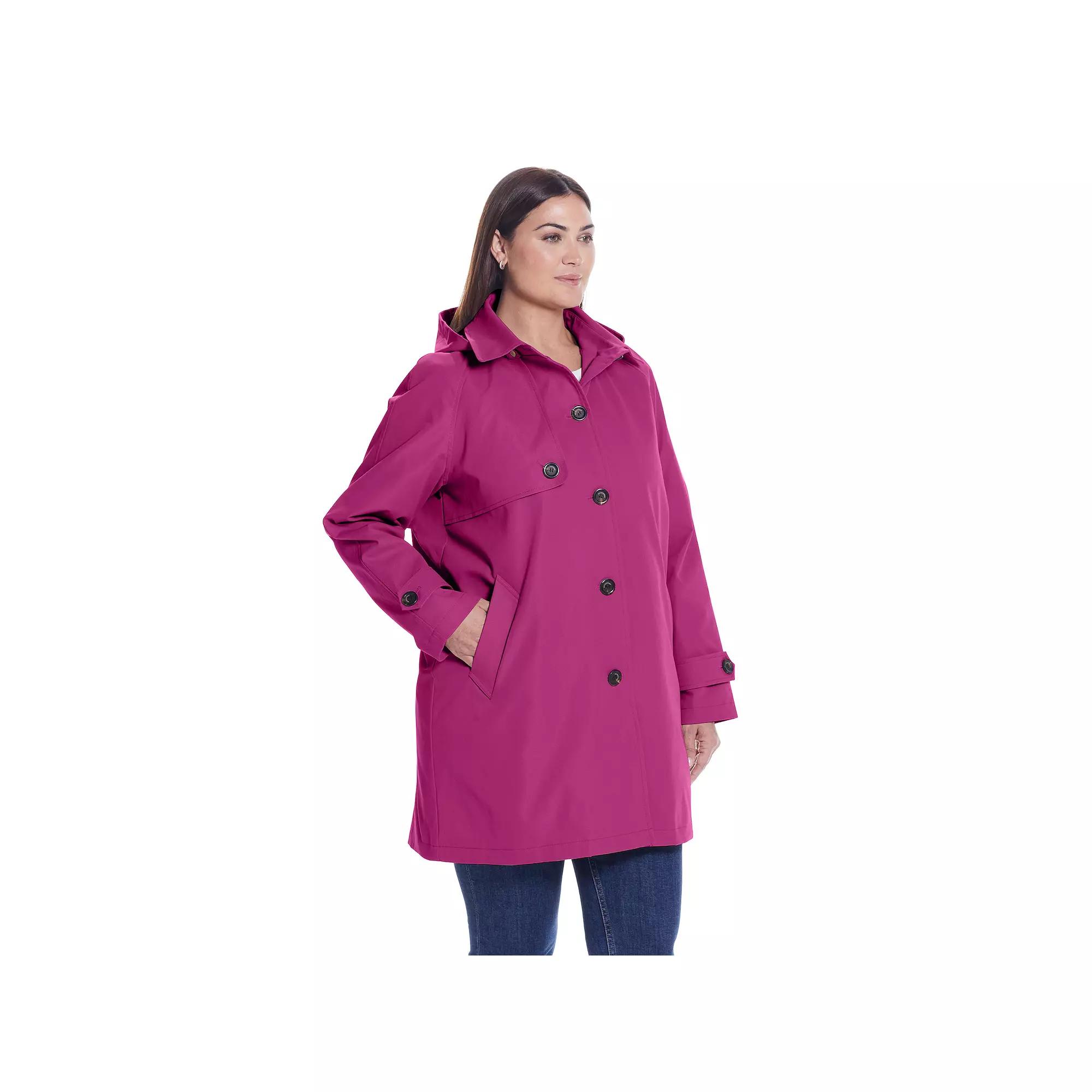 Plus Size Weathercast Lightweight Button Front Hooded Topper Jacket, Women's, Size: 2XL, Pink Product Image
