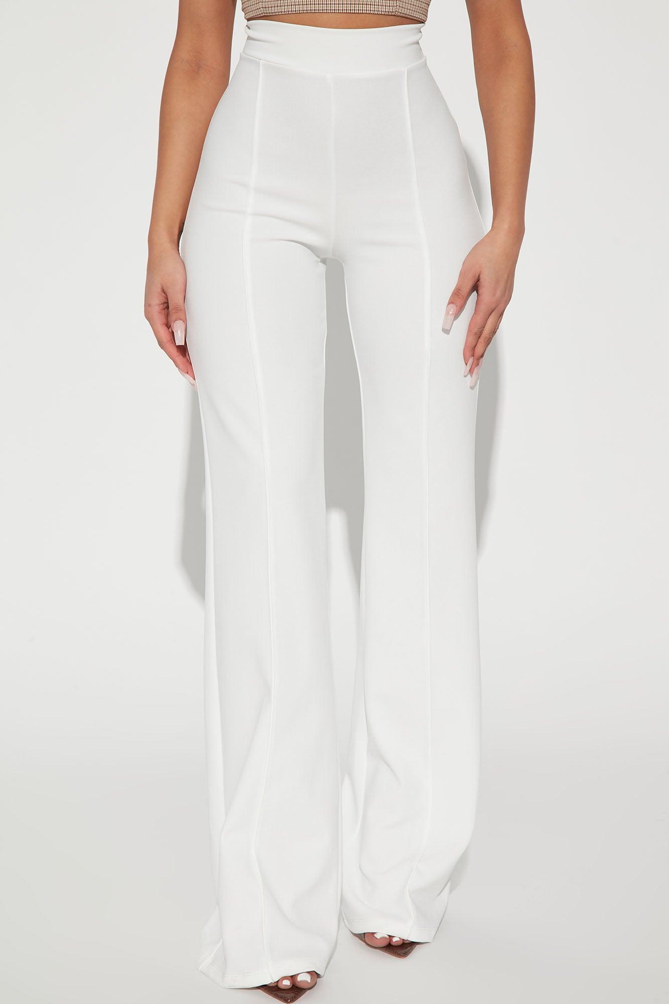 Tall Victoria High Waisted Dress Pants - White Product Image