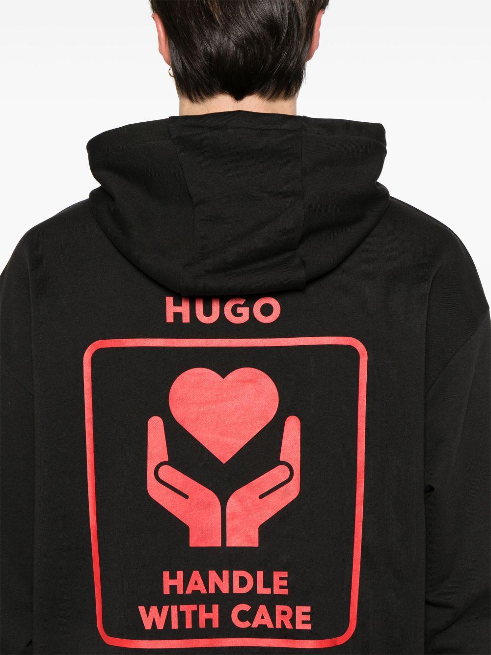 heart-print cotton hoodie Product Image