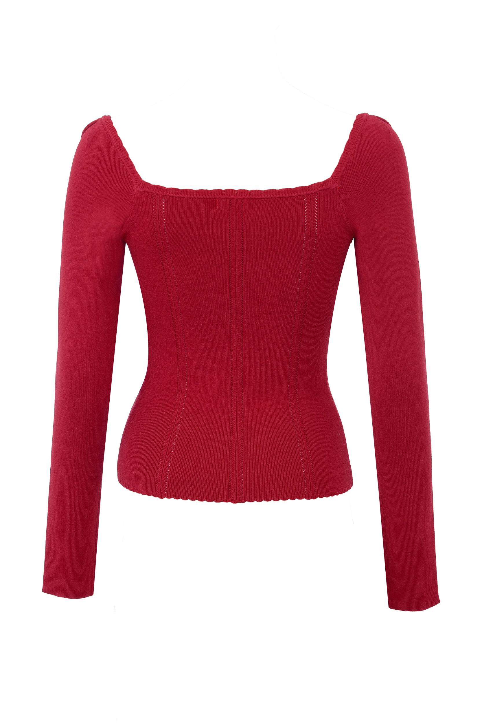 Agatha  red fitted long sleeve top - sale Product Image