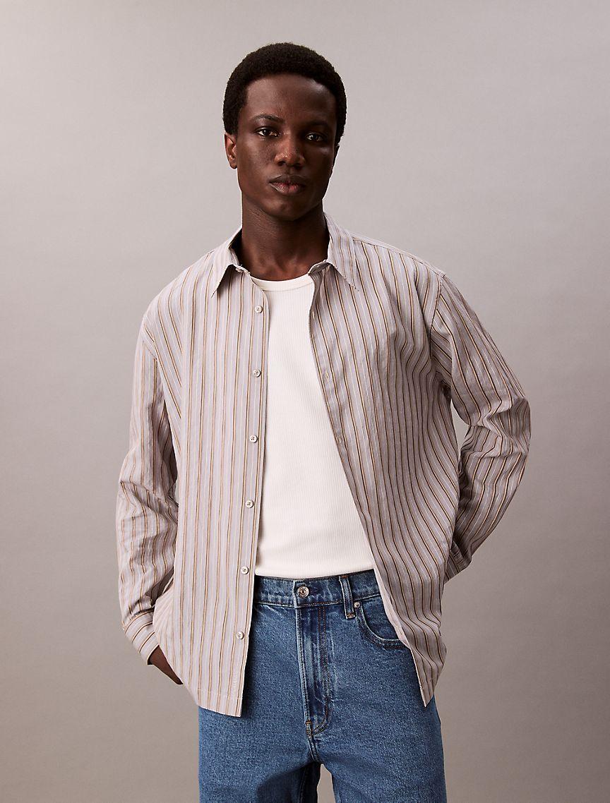 Stripe Relaxed Button-Down Shirt Product Image