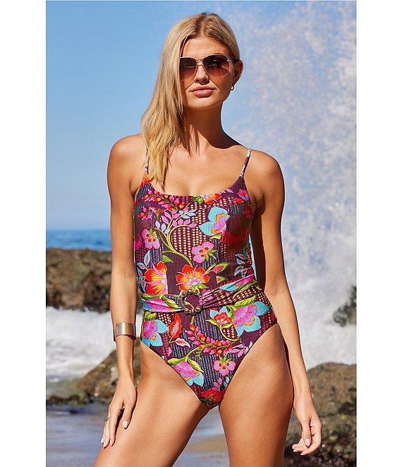 Becca By Rebecca Virtue Portofino Makenna Corset Marbleized Ring Belt One Piece Swimsuit Product Image