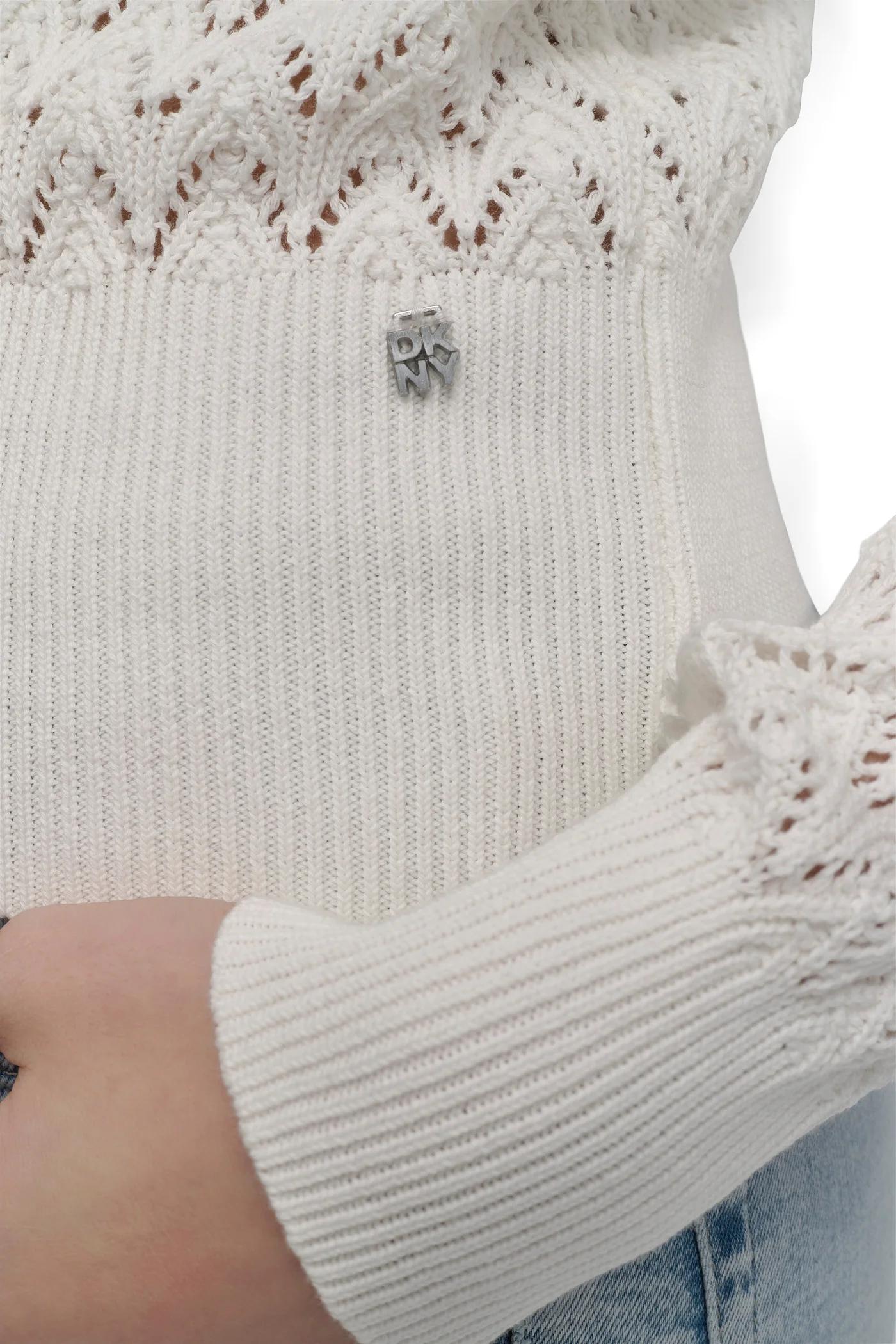 LONG SLEEVE POINTELLE STITCH V NECK CARDIGAN Product Image