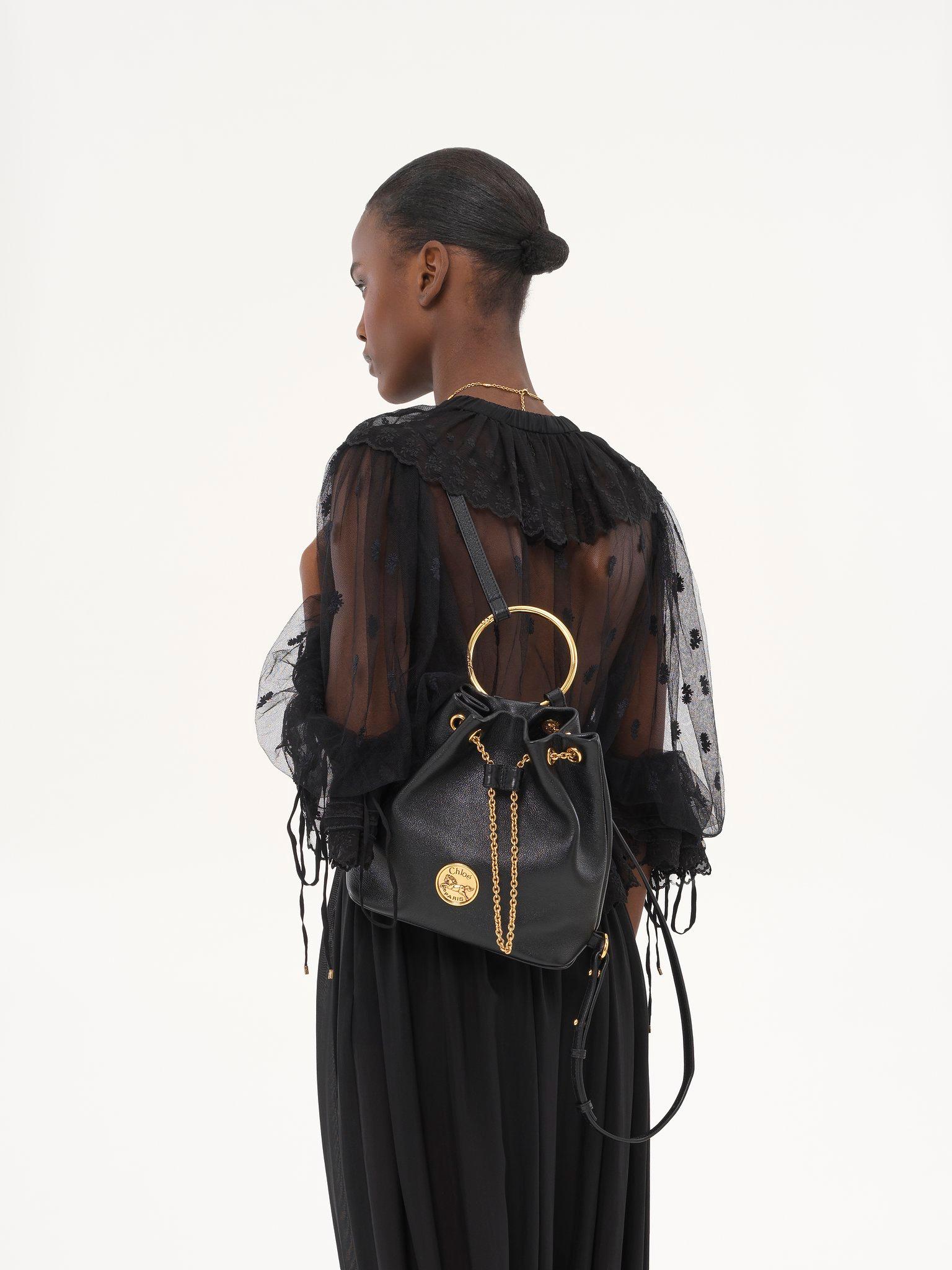 Small Bracelet backpack in grained leather Product Image