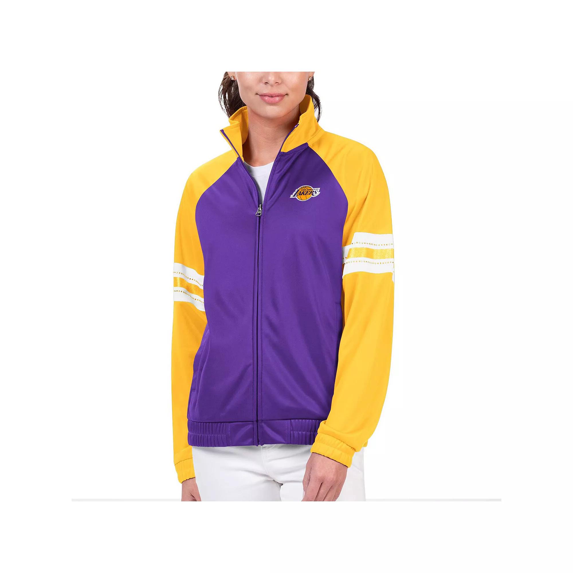 Women's G-III 4Her by Carl Banks Purple Los Angeles Lakers Main Player Raglan Rhinestone Full-Zip Track Jacket, Size: Medium Product Image