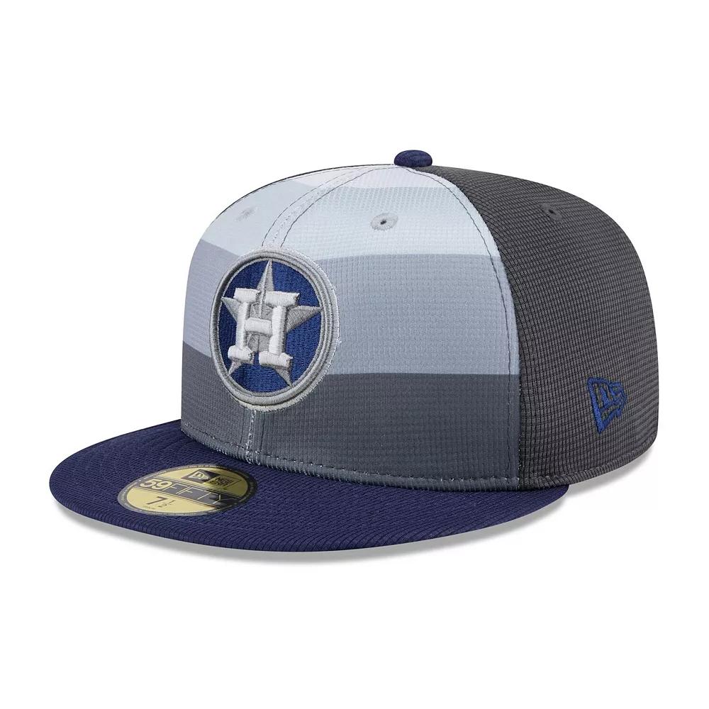 Men's New Era  Gray/Navy Houston Astros 2025 Batting Practice 59FIFTY Fitted Hat, Size: 7 1/8, Grey Product Image