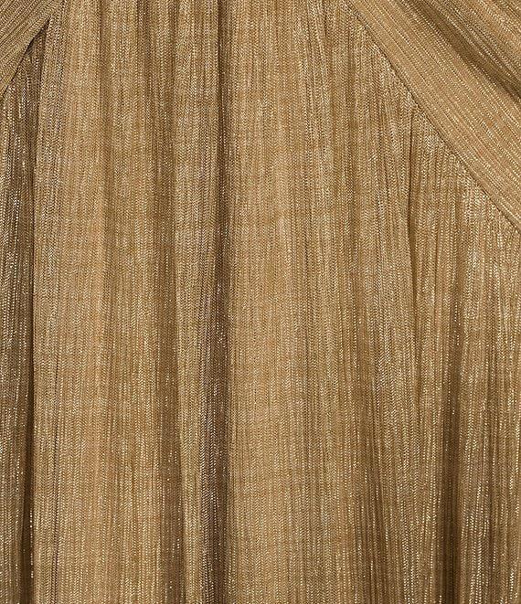 Gianni Bini Hazel Metallic Chiffon V-Neck Long Sleeve Cut Out Dress Product Image