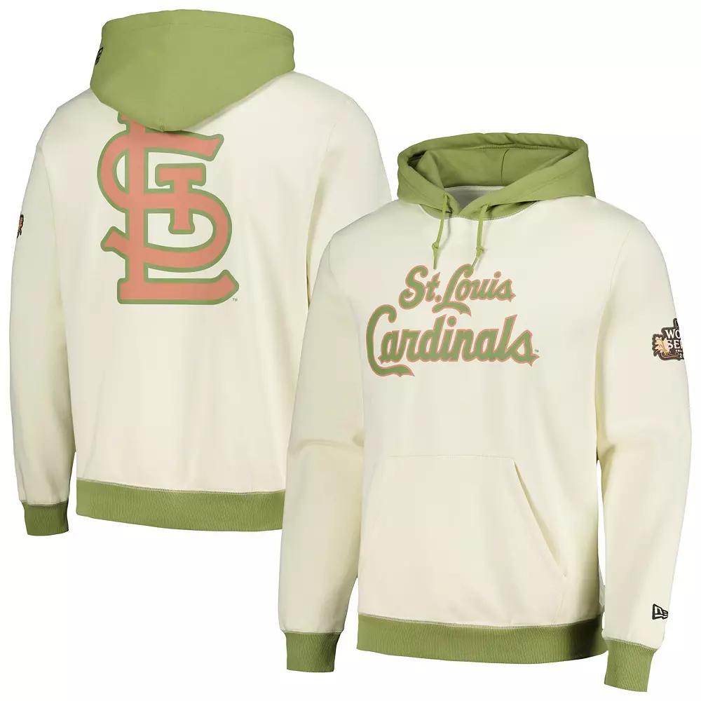 Men's New Era Cream/Green St. Louis Cardinals Color Pop Pullover Hoodie, Size: XL, Beige Product Image