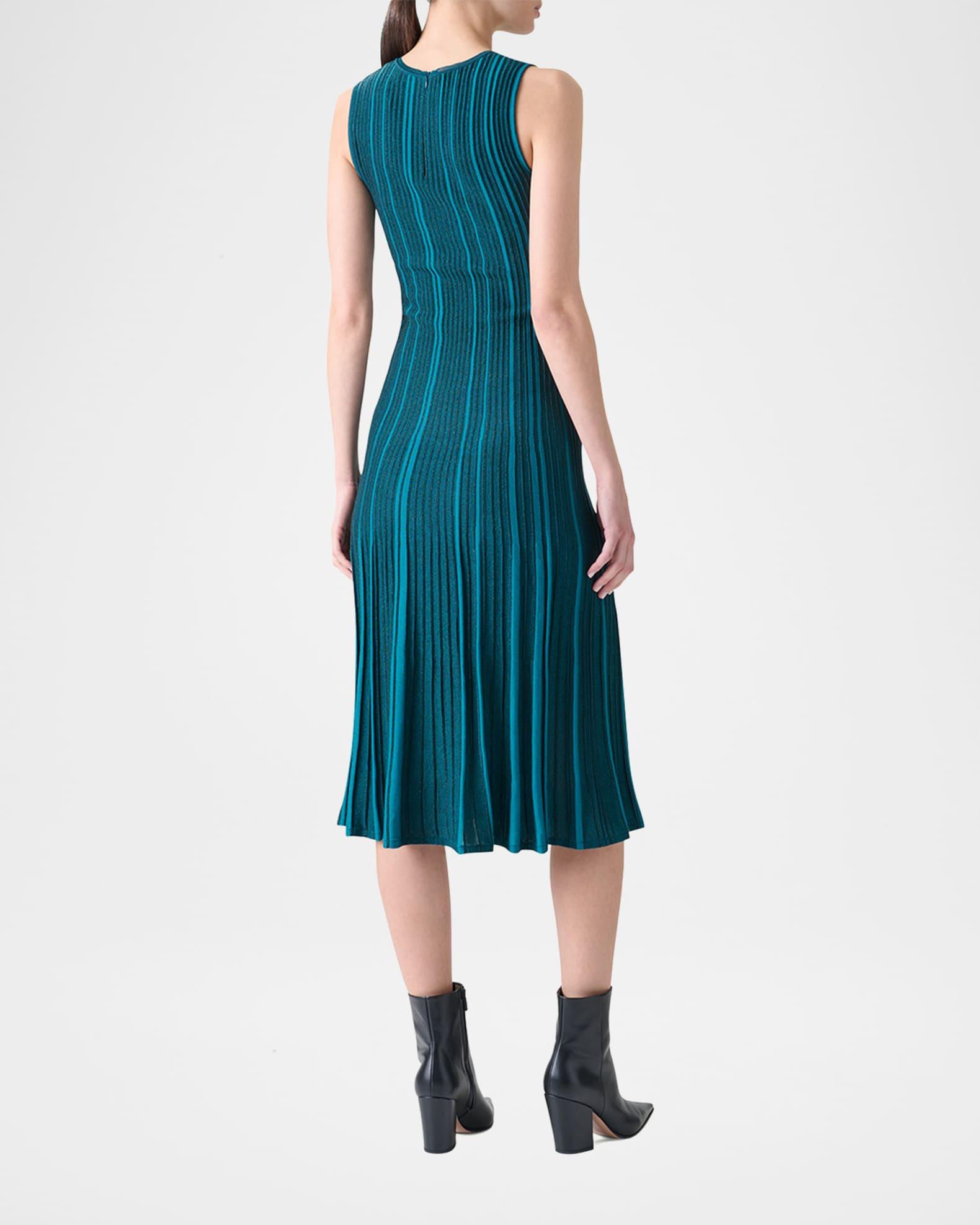 Metallic Silk Rib-Knit Midi Dress Product Image