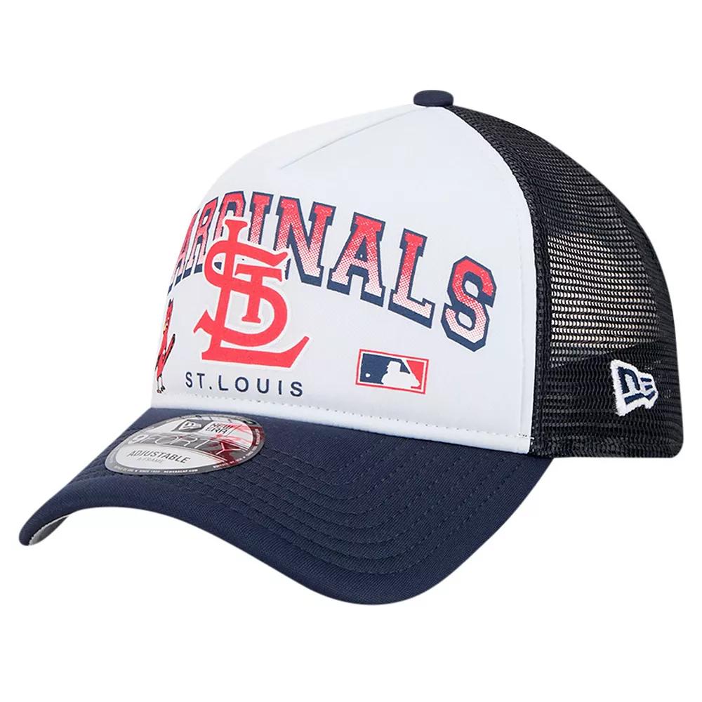 Men's New Era White St. Louis Cardinals Retro Wordmark 9FORTY A-Frame Trucker Adjustable Hat Product Image