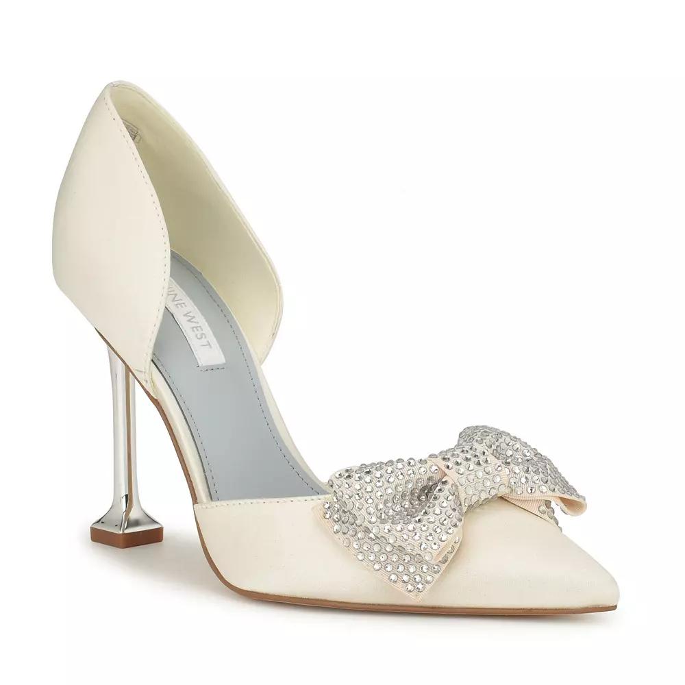 Nine West Fannie Bridal Women's Embellished Dress Pumps, Size: 7.5, Ivory Satin Product Image