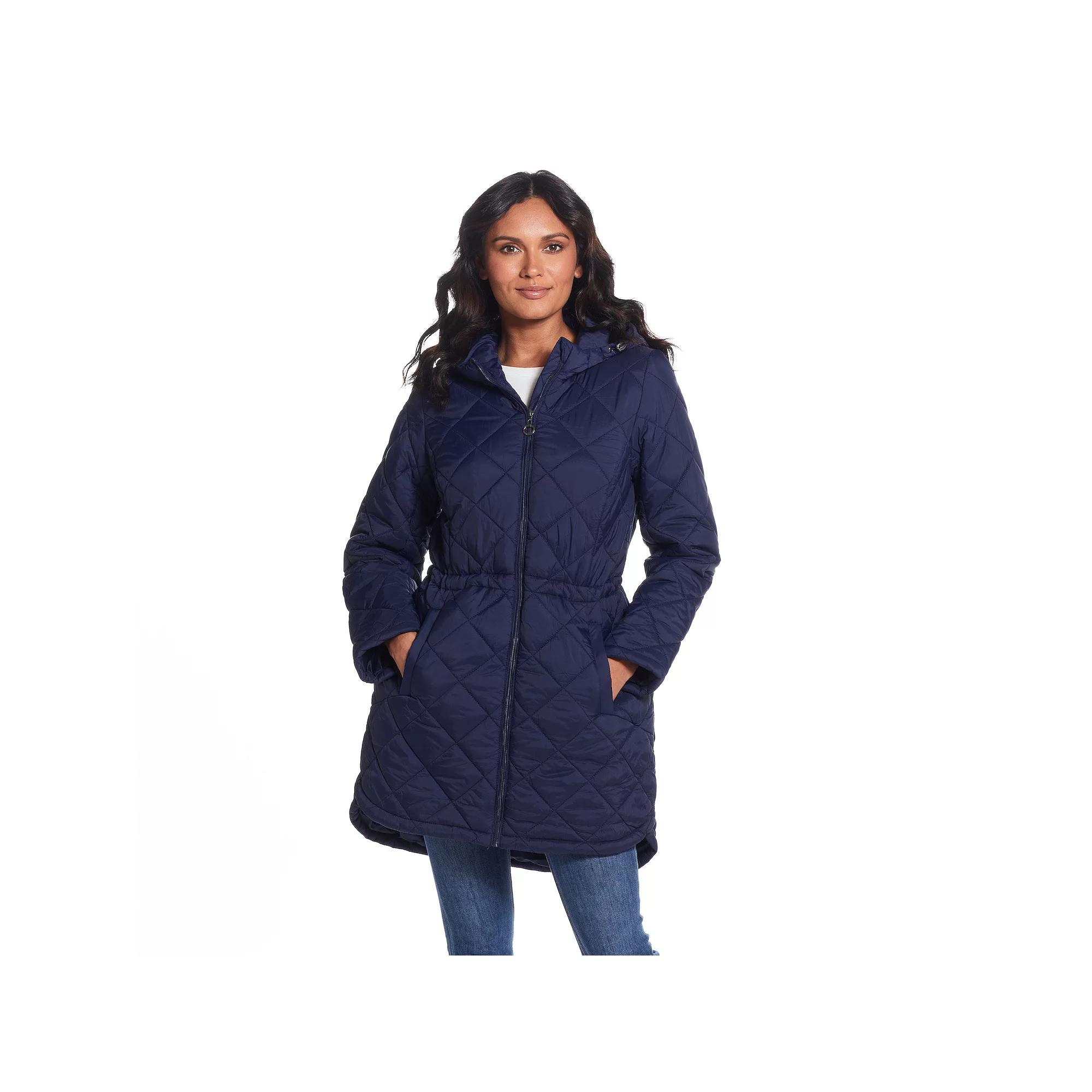 Women's Weathercast Hood Quilted Anorak Jacket, Size: Medium, Blue Product Image