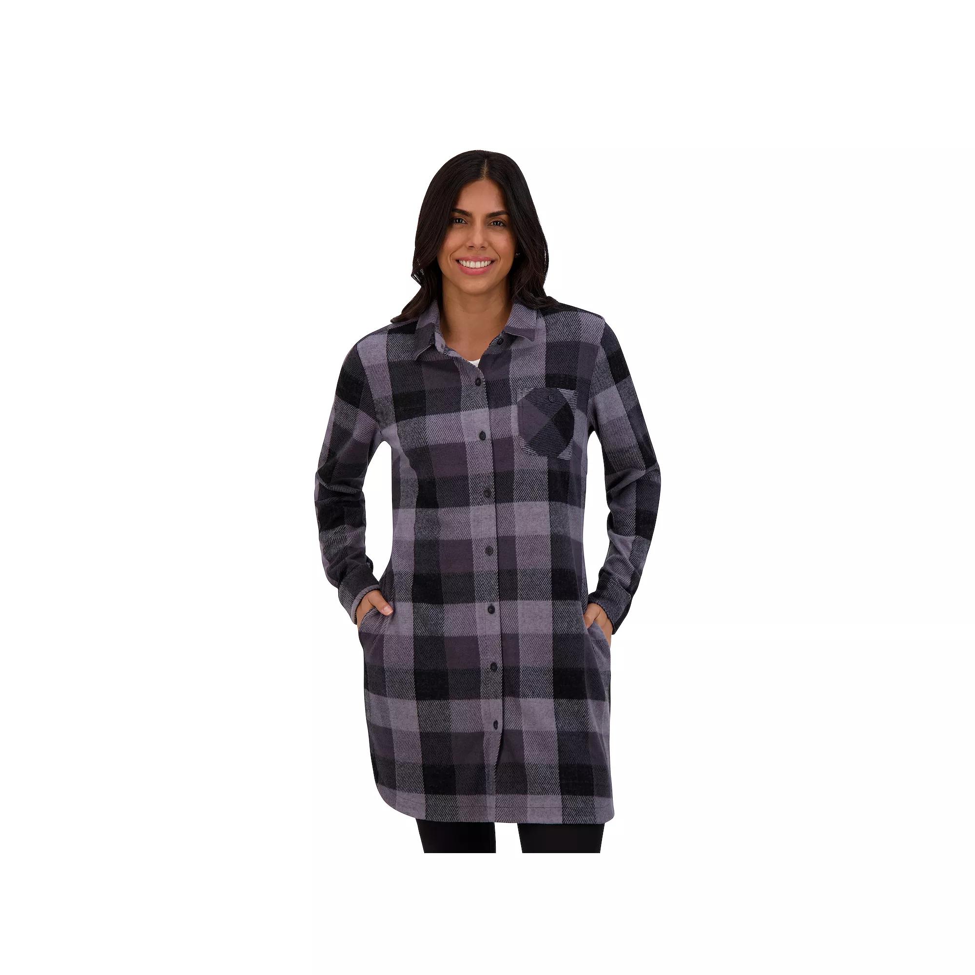 Women's ZeroXposur Luna Brushed Knit Plaid Shirtdress, Size: Small, Fig Scotch Product Image