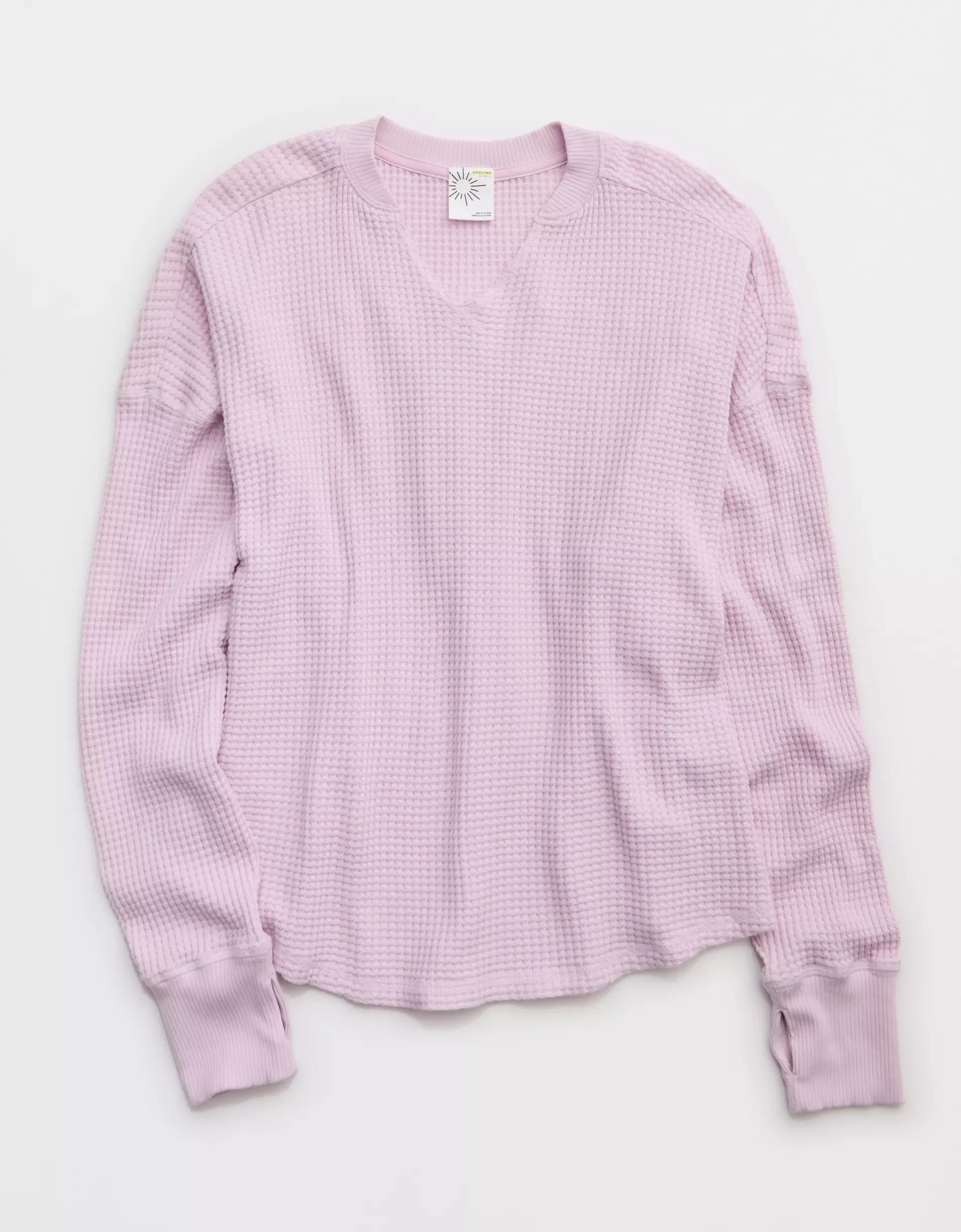 OFFLINE By Aerie Wow! Waffle Notch Neck Long Sleeve T-Shirt Women's Product Image