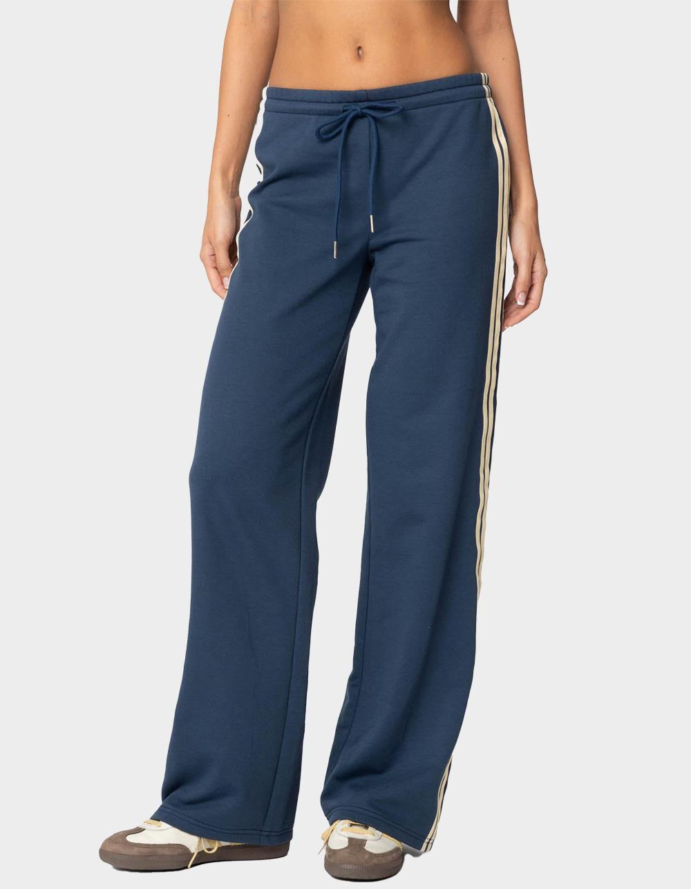 EDIKTED Averie Contrast Striped Sweatpants - BLUE Product Image