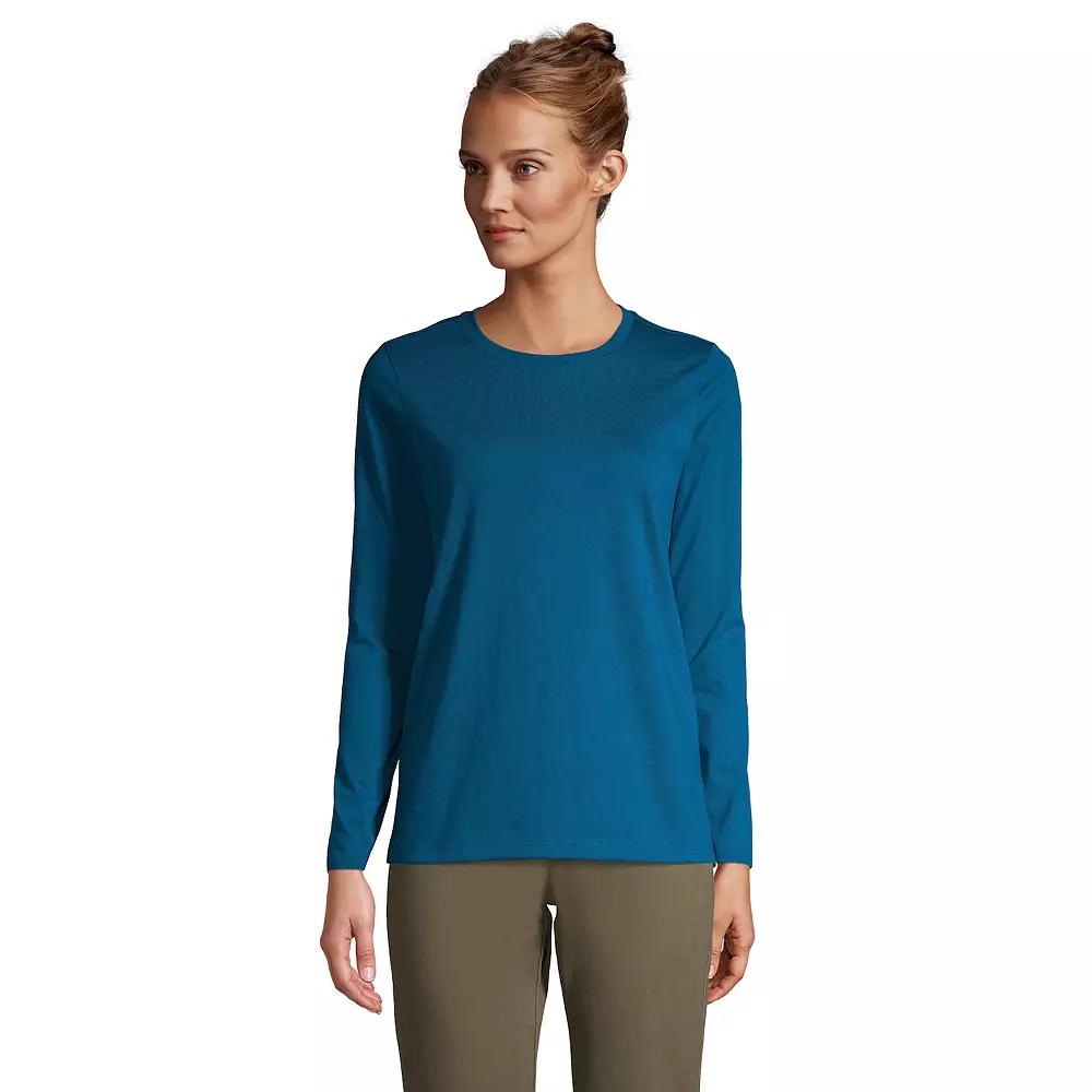Petite Lands' End Relaxed-Fit Supima Long Sleeve Cotton Crewneck Tee, Women's,  Product Image