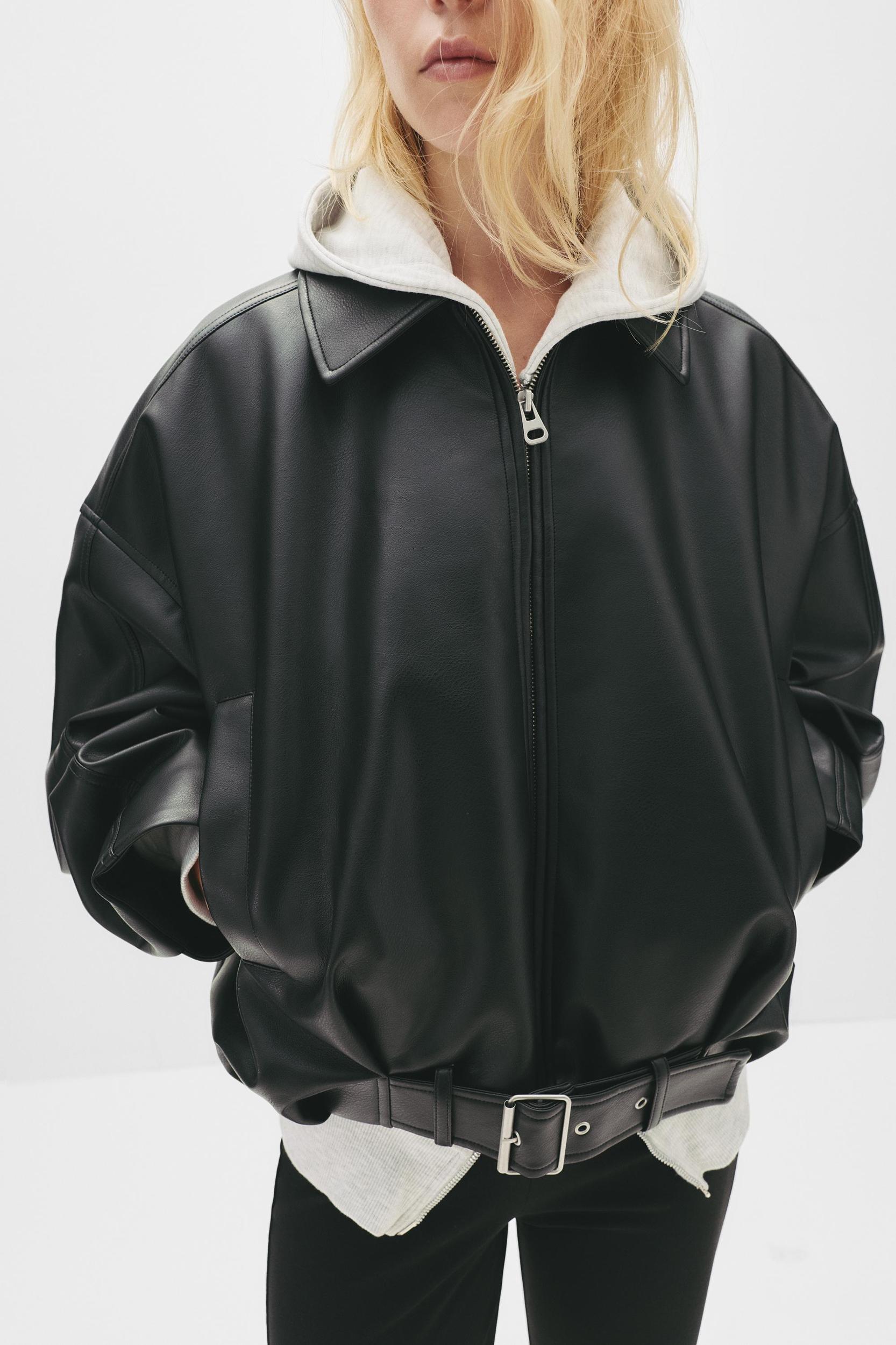 Faux leather bomber jacket Product Image