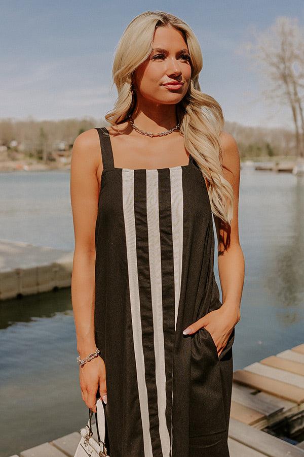 Beachside Bliss Linen-Blend Midi Dress in Black Product Image