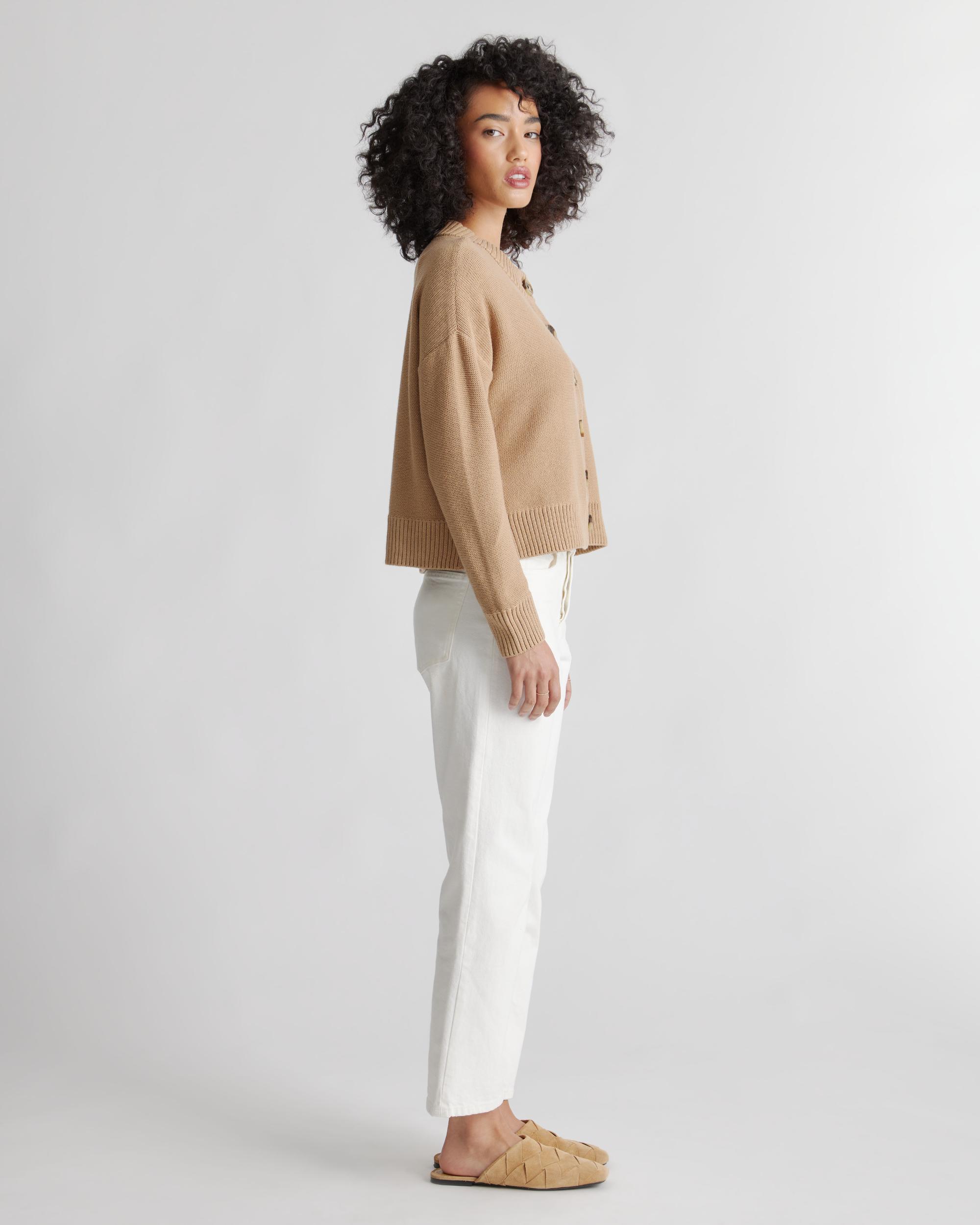 Quince | Women's Cropped Cardigan Sweater Size XL, Organic Cotton Product Image