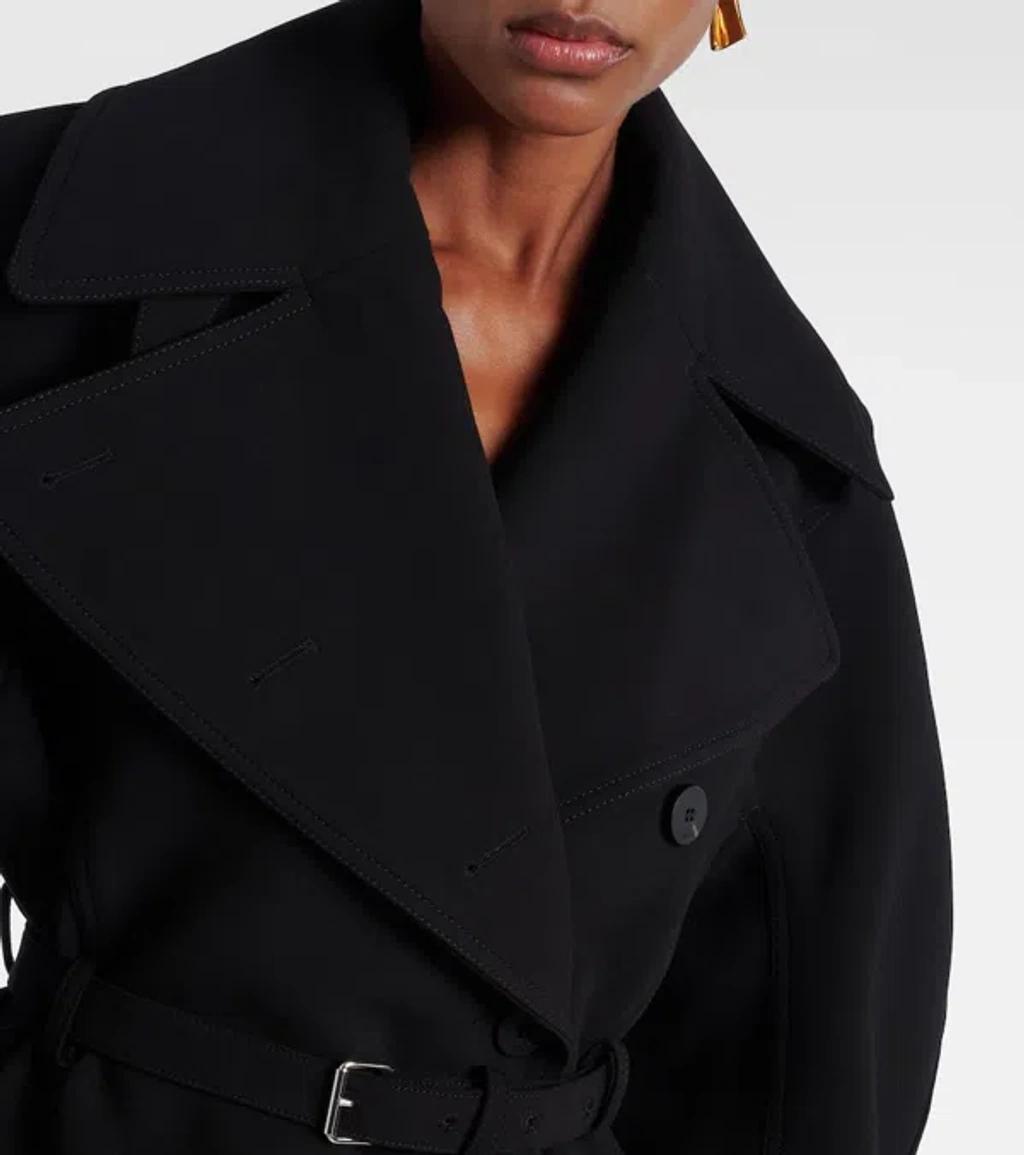 JACQUEMUS Womens Black Ovalo Court Belted Stetch-woven Trench Coat Product Image