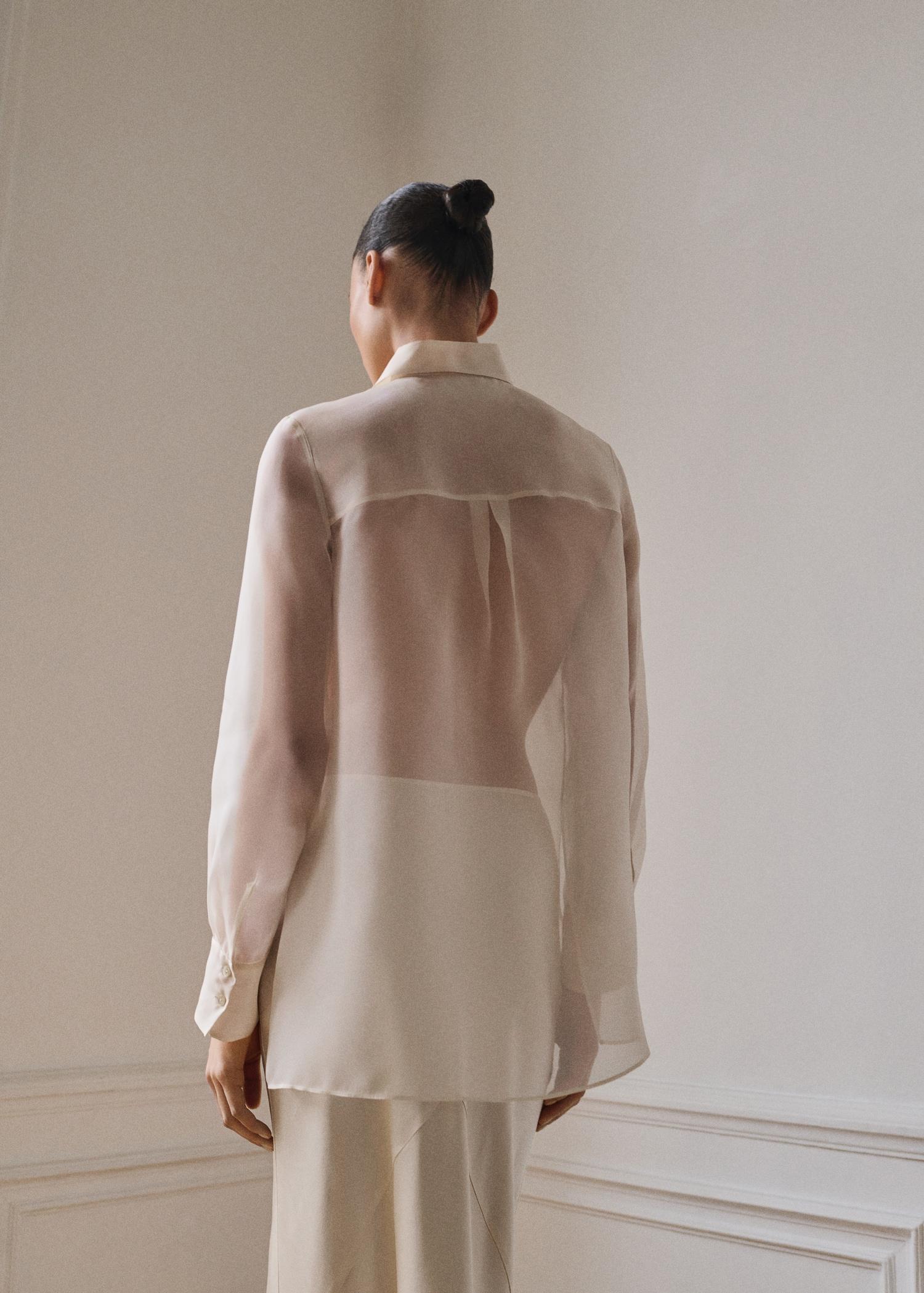 Semi-transparent silk organza shirt - Women | MANGO USA Product Image