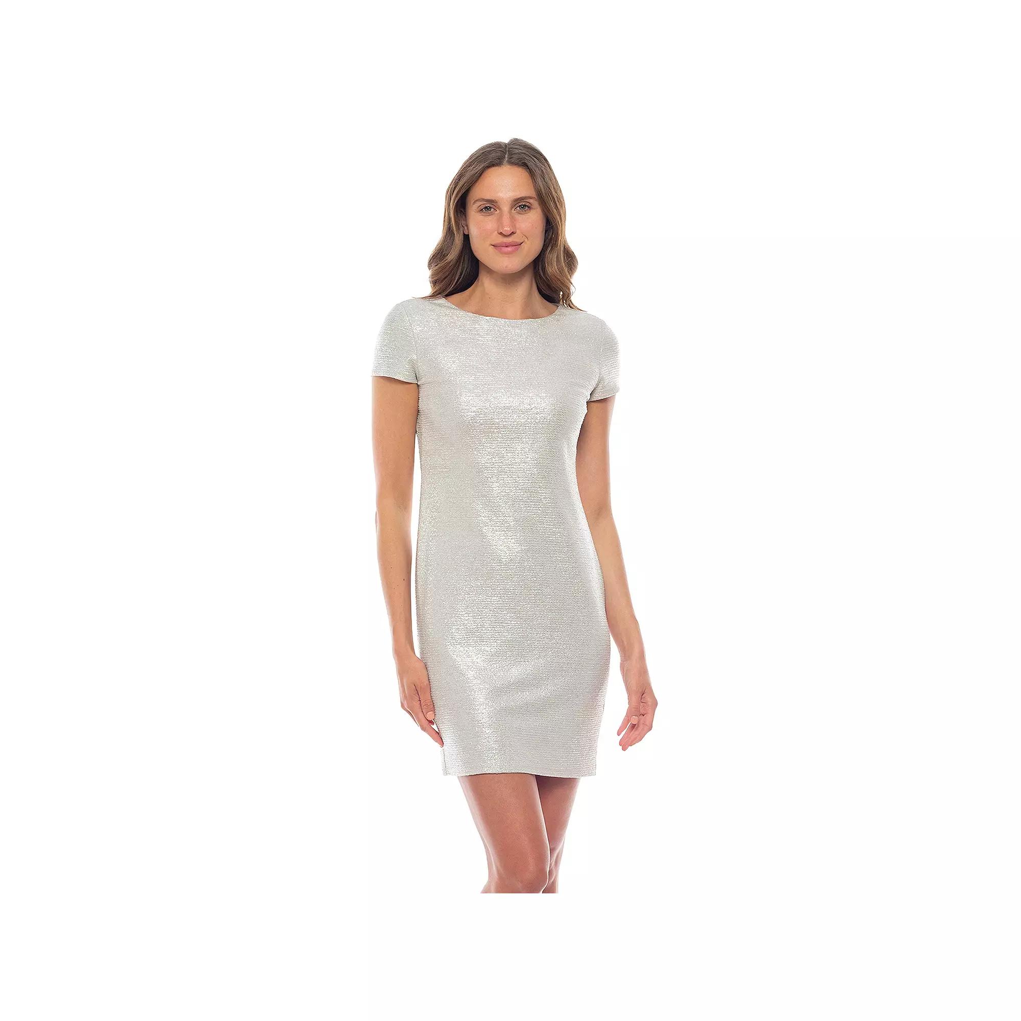 Women's Marina Stretch Brocade Mini Cocktail Dress, Size: Medium, Champange Product Image