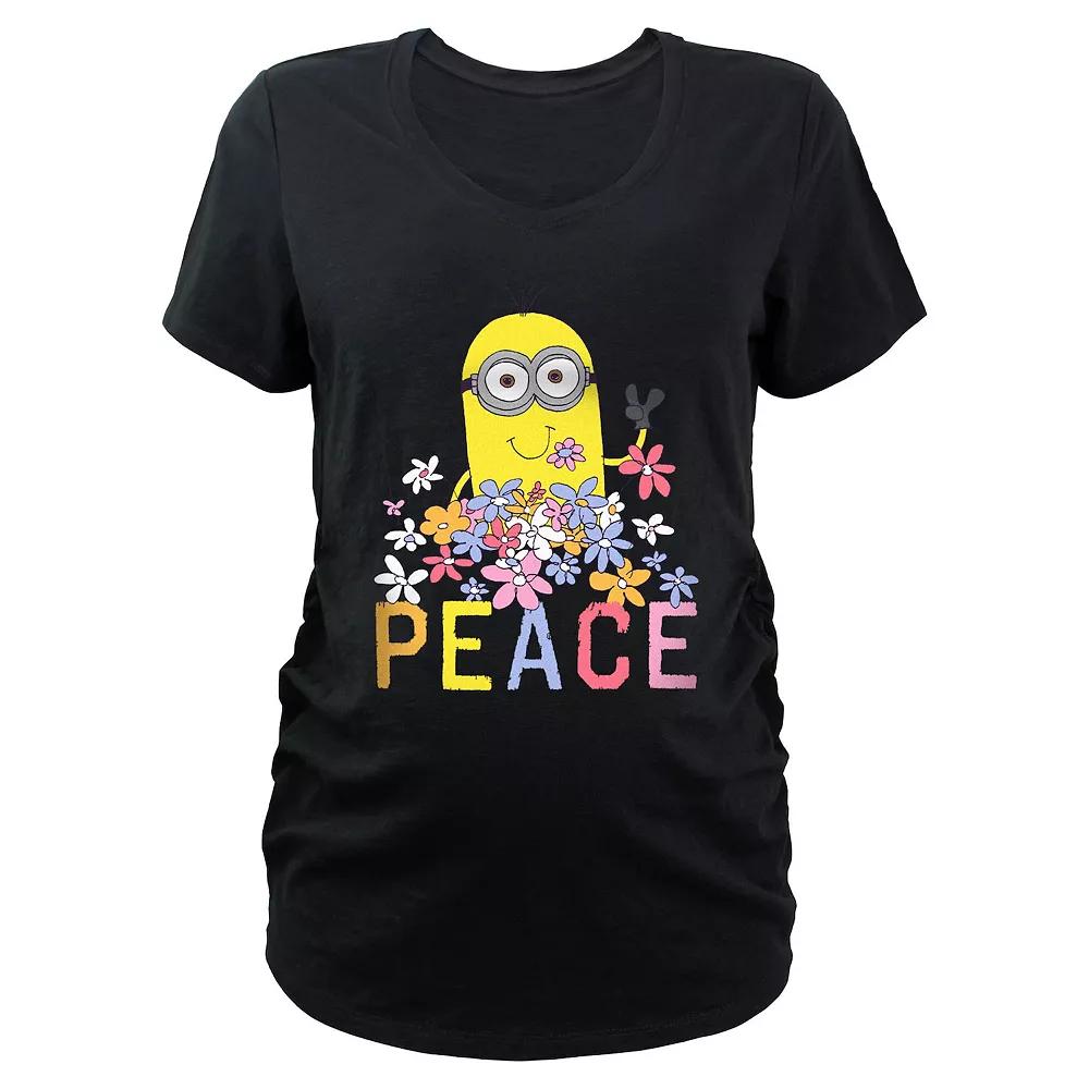 Maternity Despicable Me Minion Peace And Flowers Graphic Tee, Women's,  Product Image