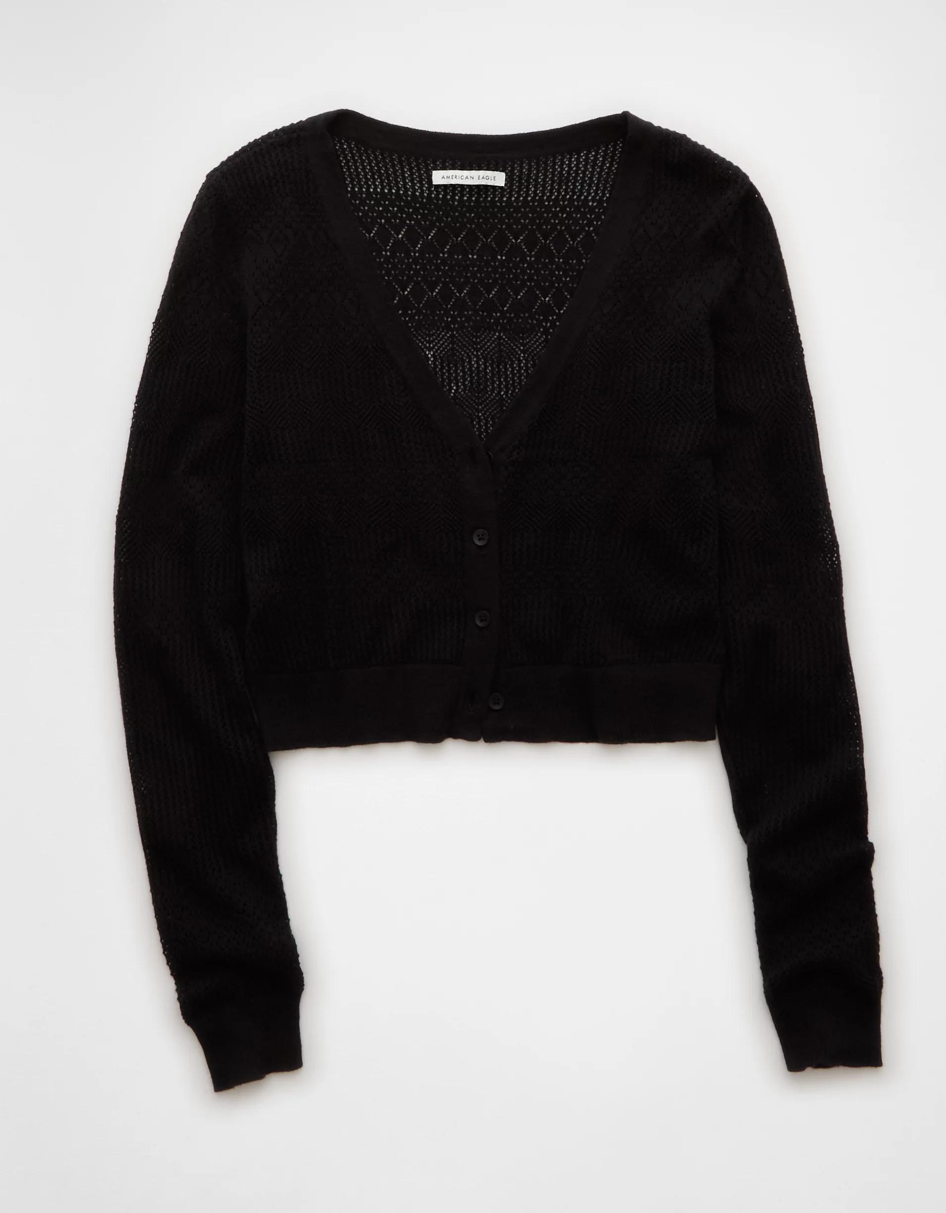 AE Pointelle V-Neck Cardigan Product Image