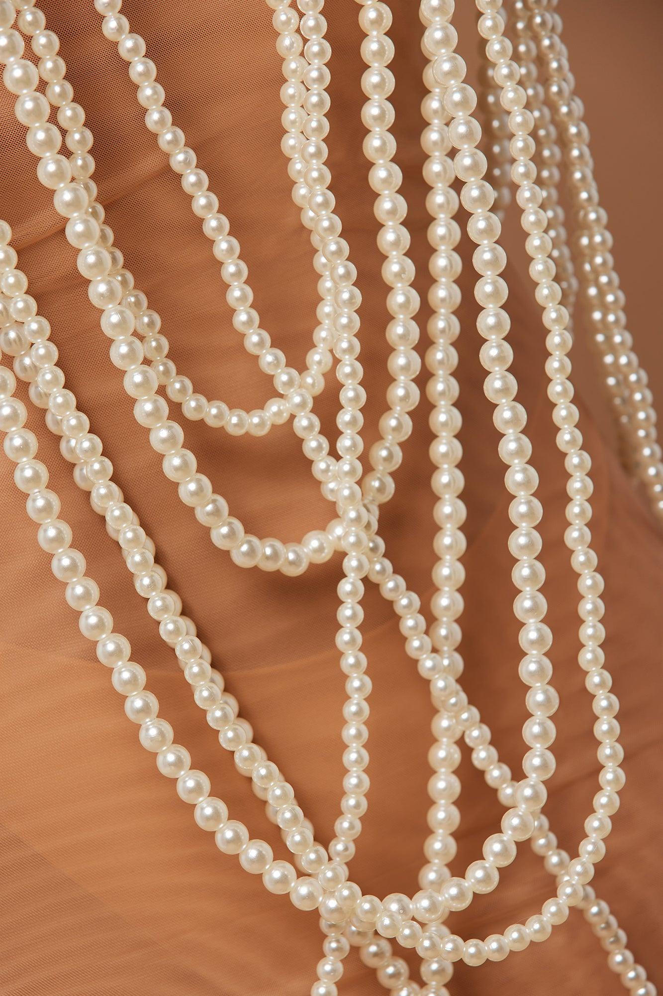 Kimberly Pearl Mini Dress - Nude Product Image