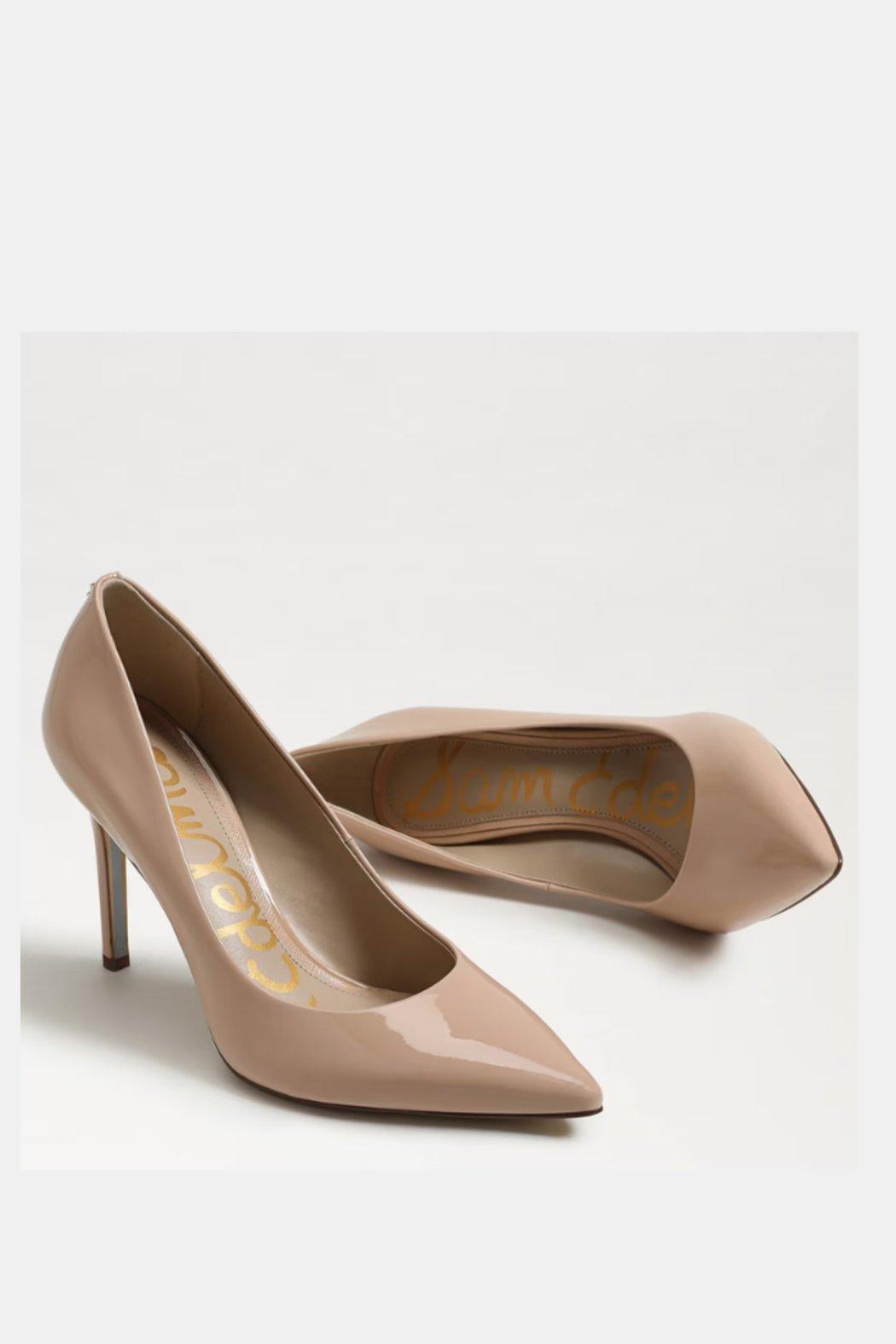 Hazel Pointed Toe Pump- Beige Patent Product Image