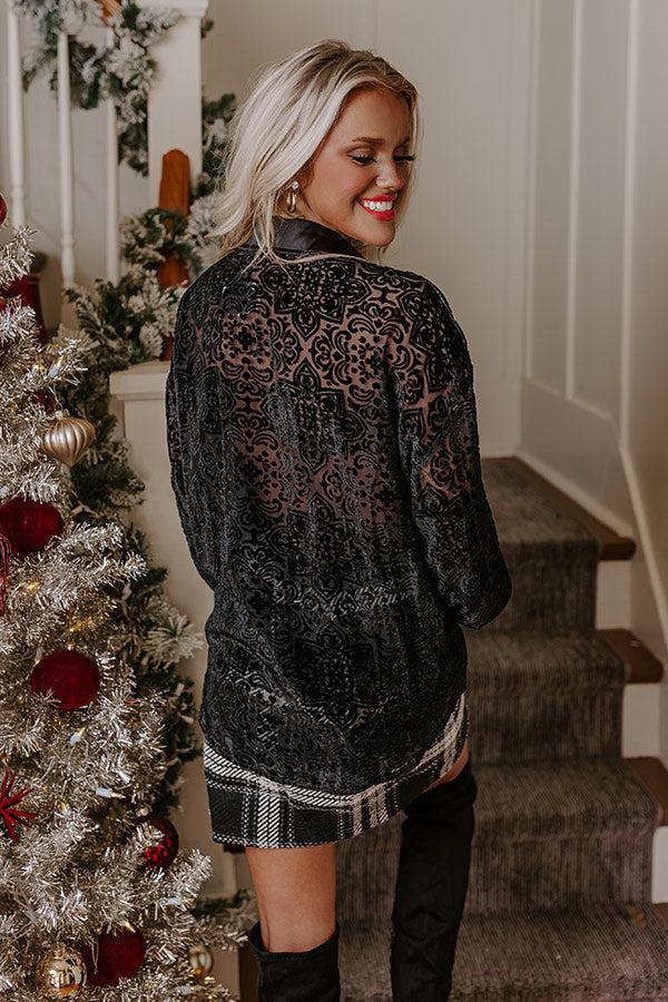 Rooftop Soiree Velvet Burnout Top In Black Product Image