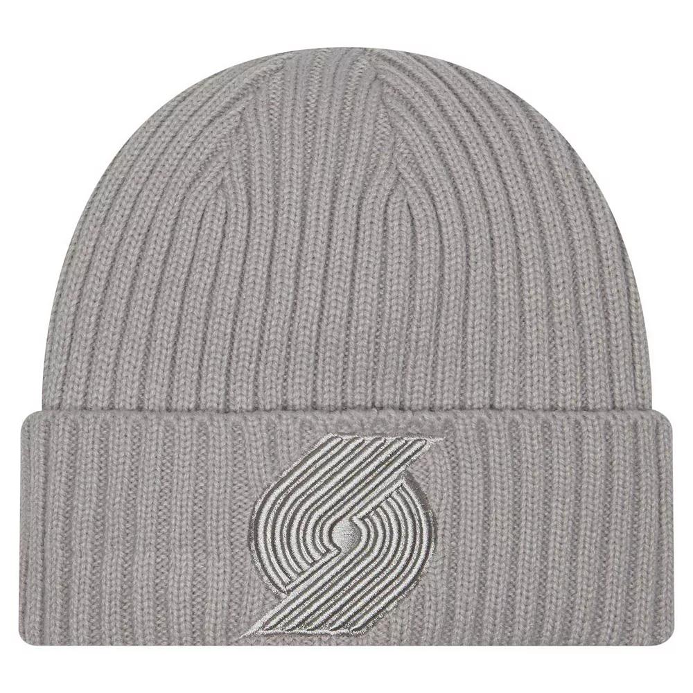 Men's New Era Gray Portland Trail Blazers Color Pack Cuffed Knit Hat, Grey Product Image