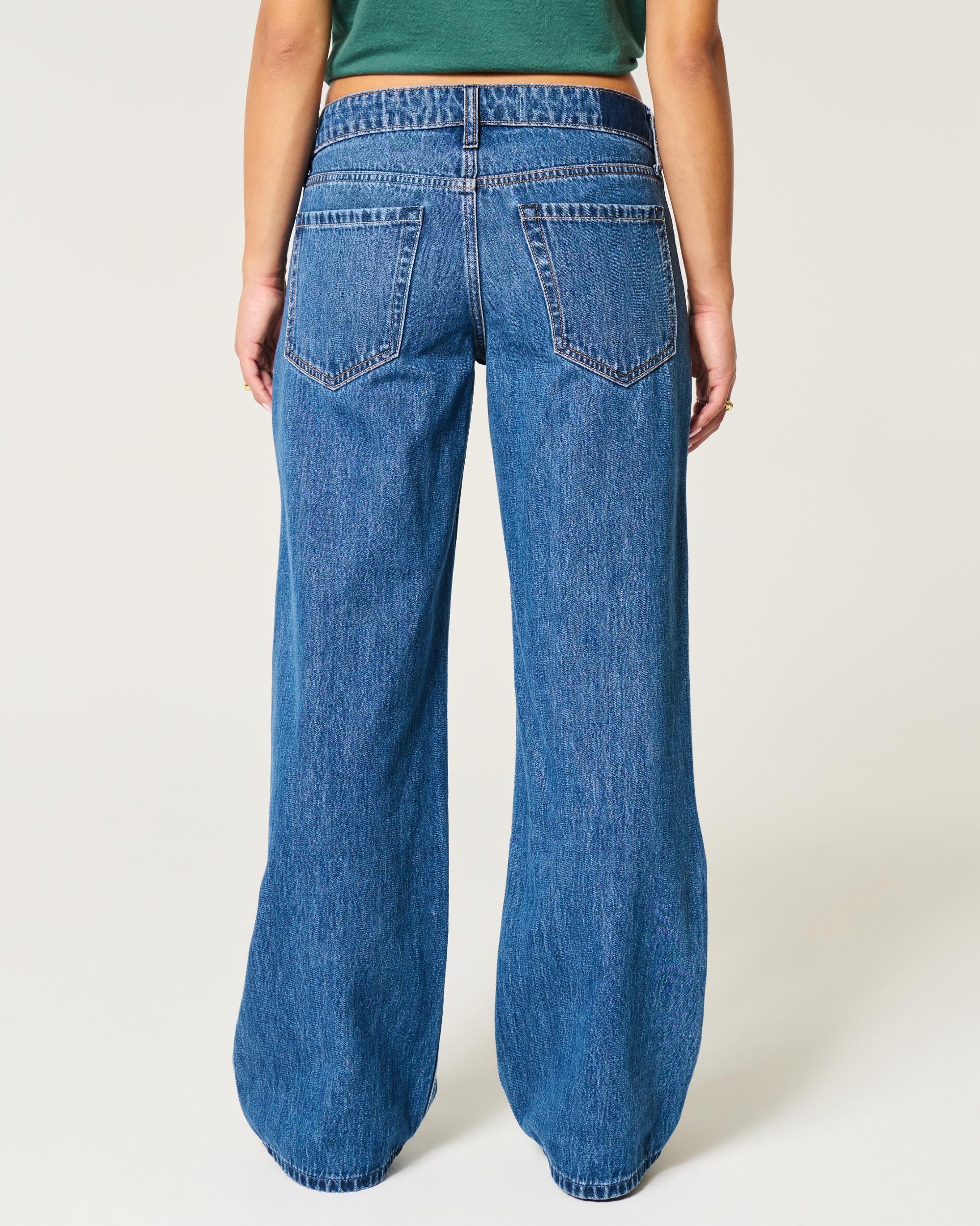 Low-Rise Medium Wash Baggy Jeans Product Image