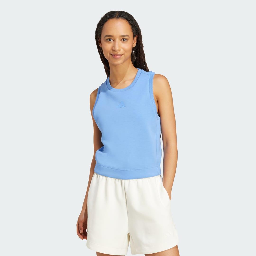 adidas Soft Lux Tank Off White XS Womens Product Image