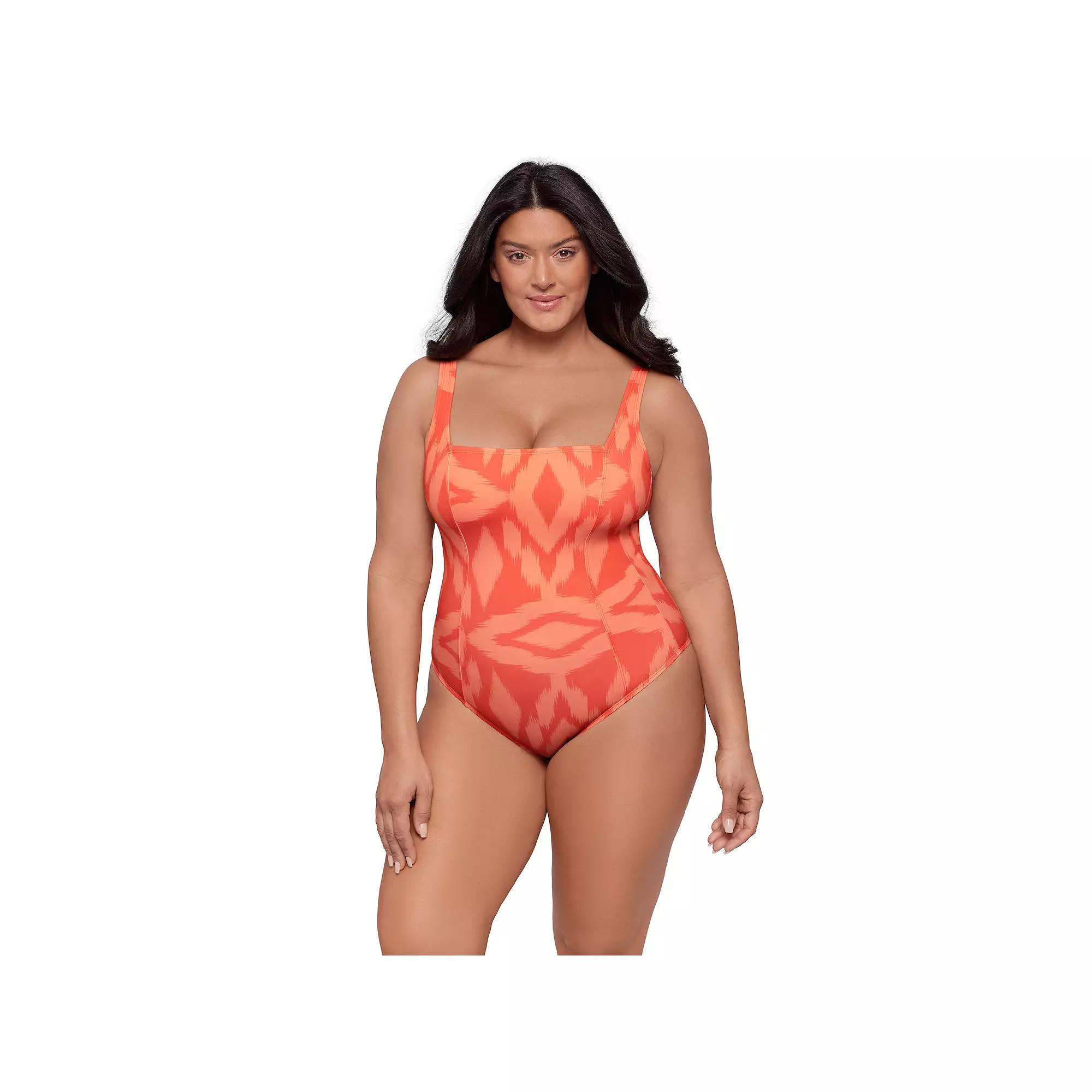 Women’s S3 Swim Shaping Square Neck Lace-Up One-Piece, Women's,  Product Image