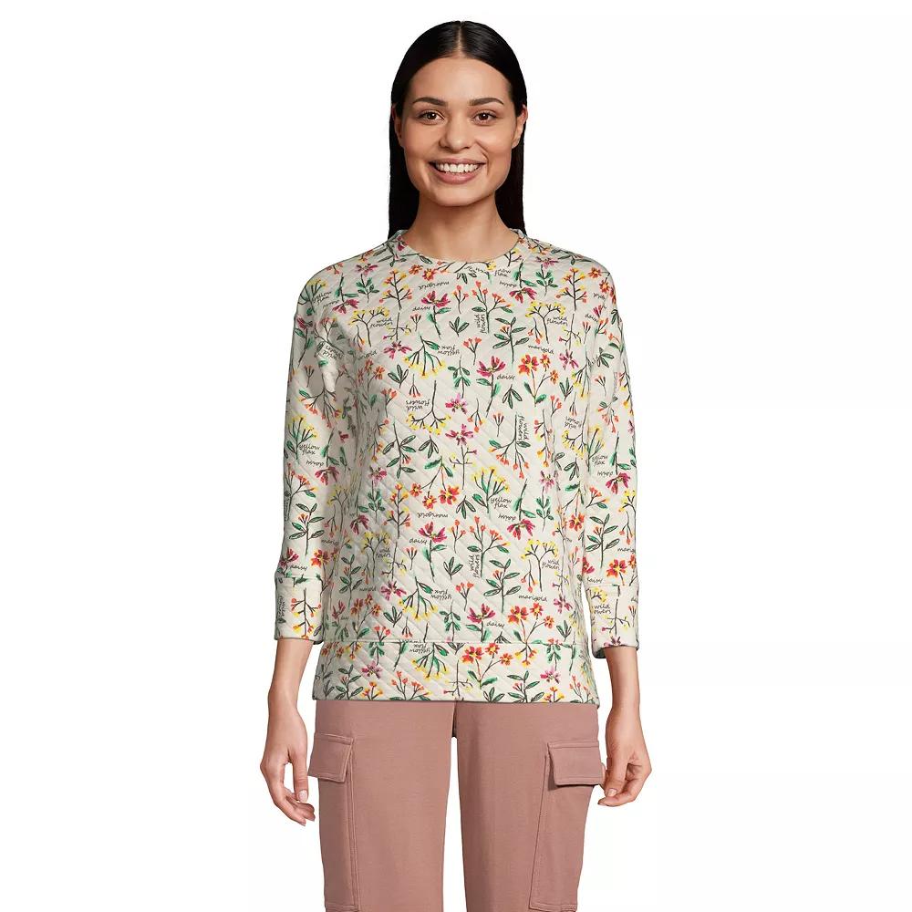 Women's Lands' End Quilted Crewneck Top,  Product Image