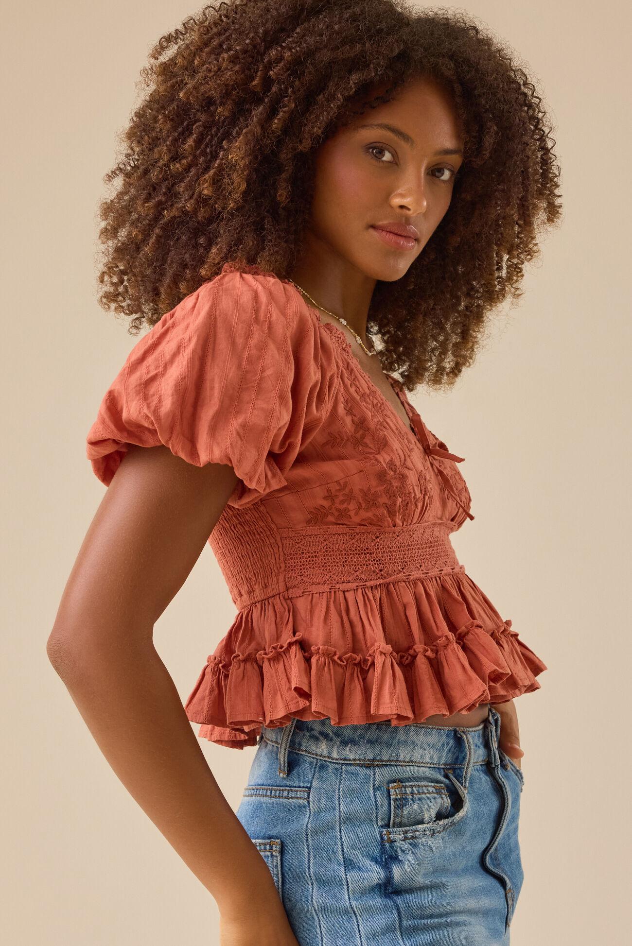 Addison Embroidered Babydoll Top Product Image