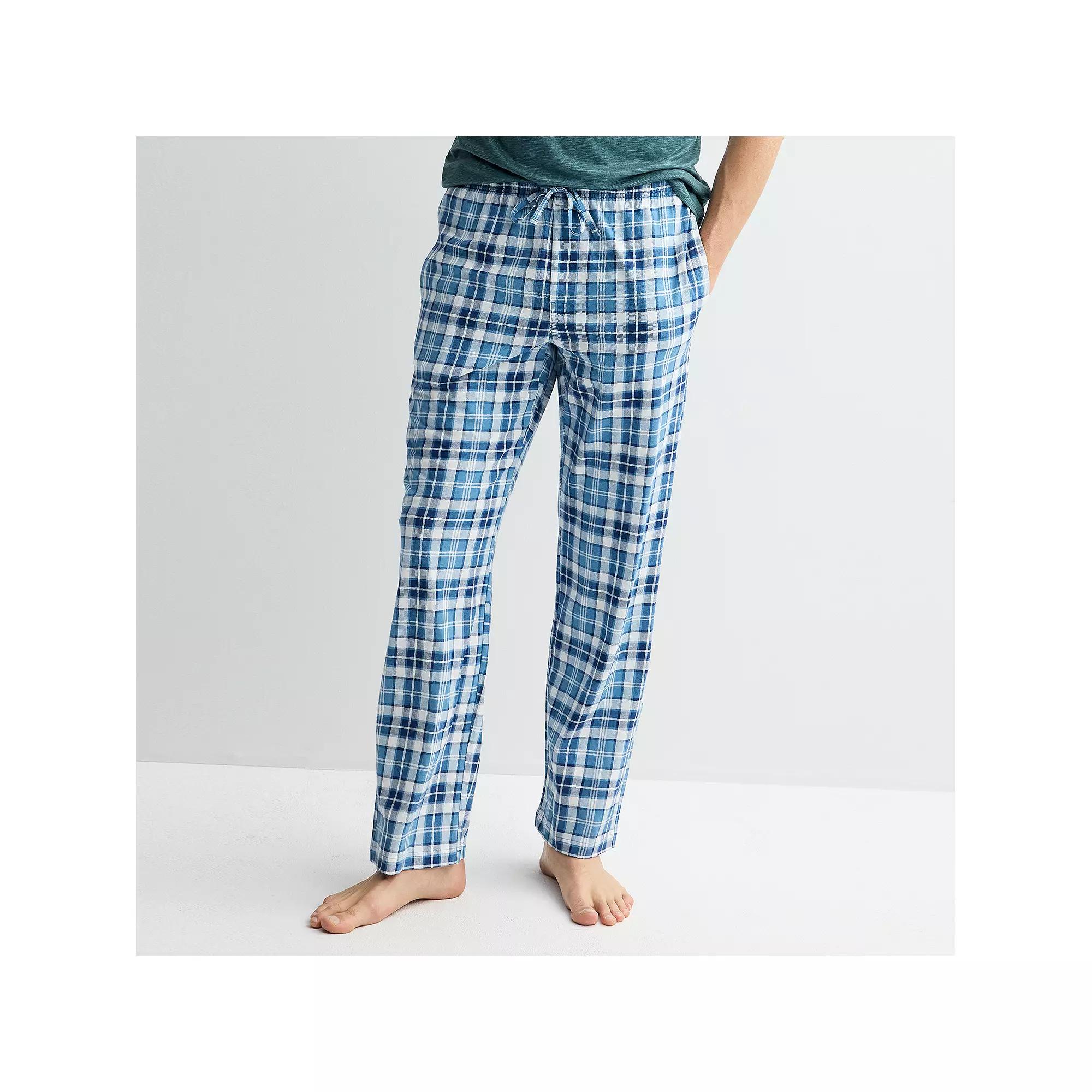 Men's Sonoma Goods For Life® Essential Knit Pajama Pants, Size: XL, White Plaid Blues Product Image