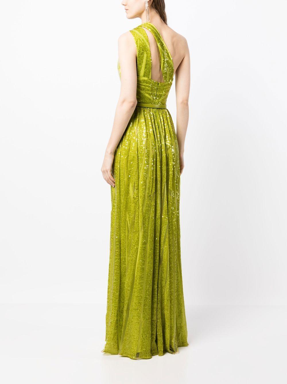 embroidered tulle one-shoulder gown Product Image