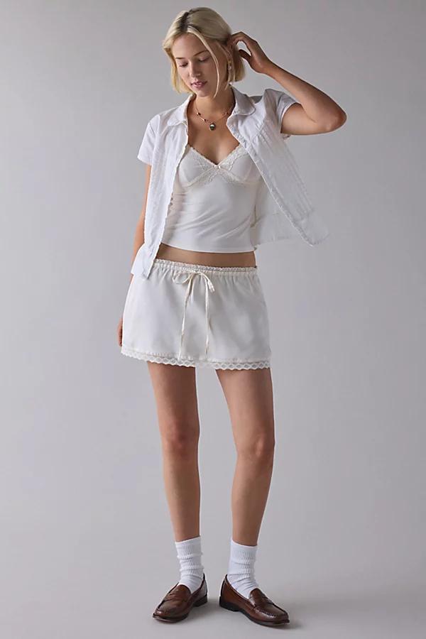 Kimchi Blue Rea Lace-Trim Satin Micro Mini Skirt Womens at Urban Outfitters Product Image