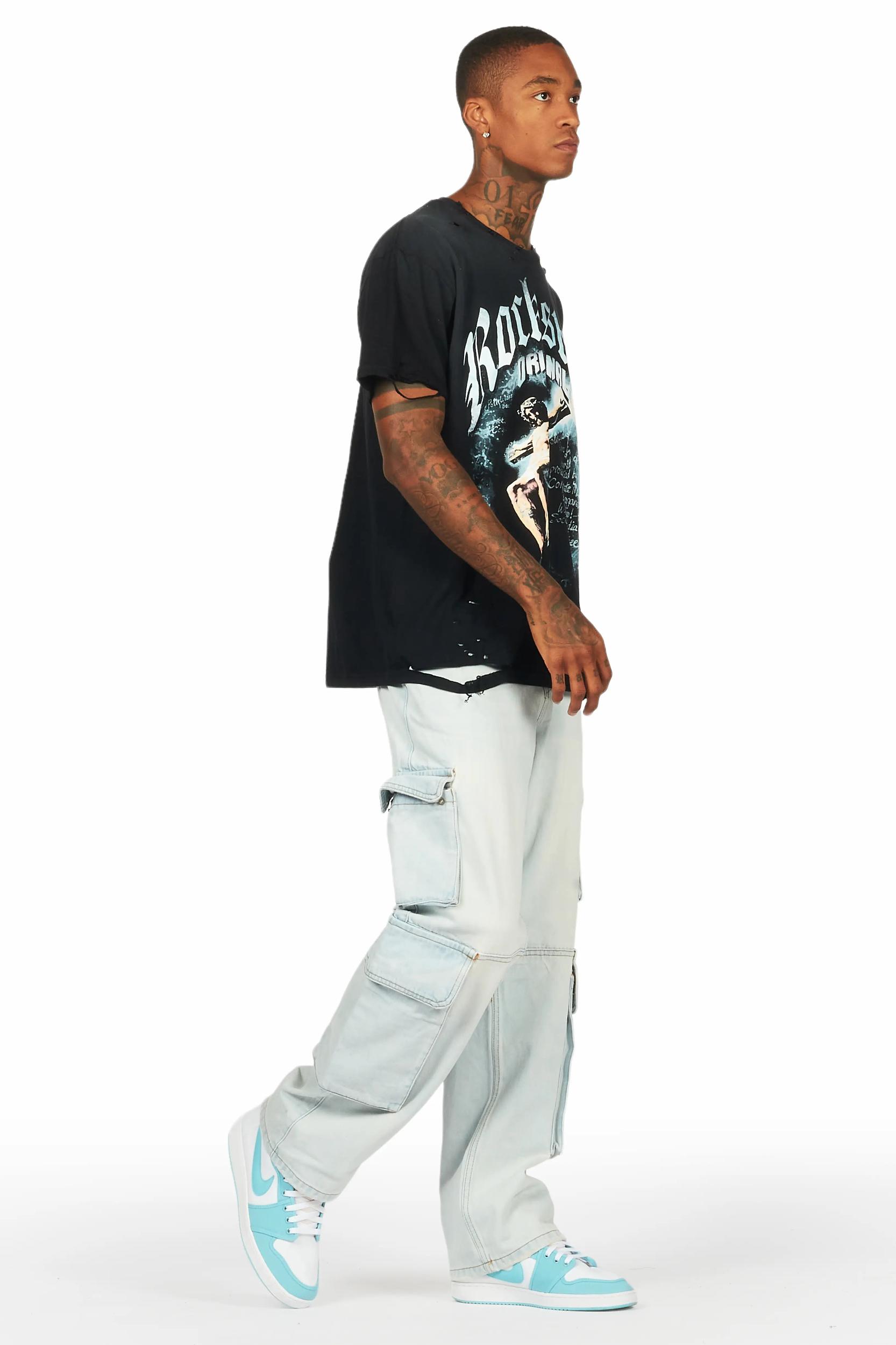 Gregor Blue Baggy Fit Cargo Jean Male Product Image